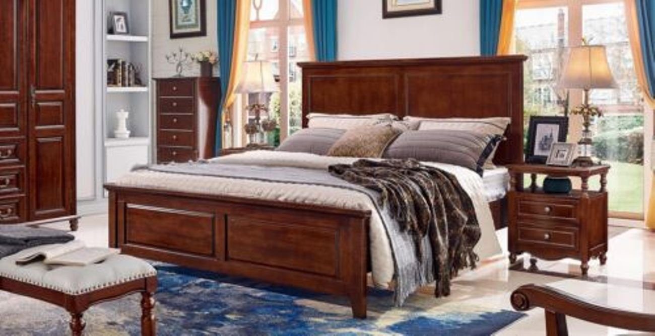 JVmoebel Bett, Luxus Bett Holz Betten Bettrahmen Doppel Bettgestell Doppelbetten