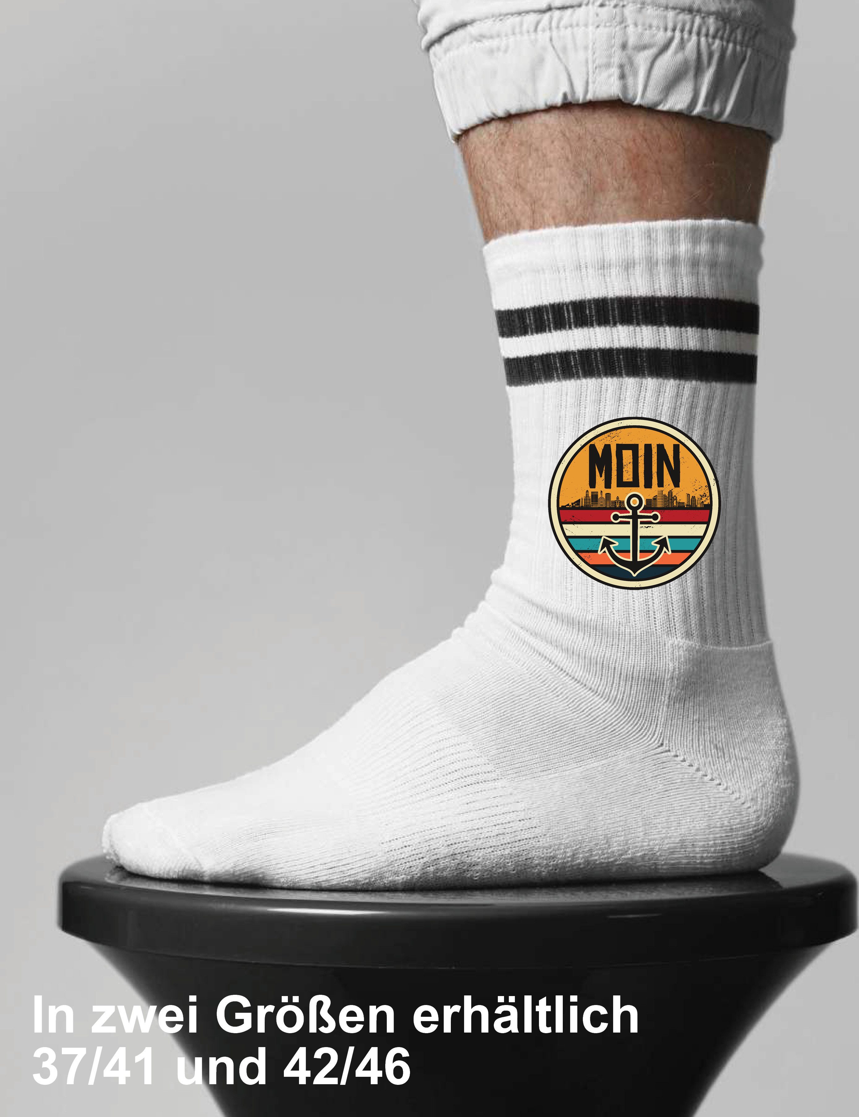 Youth Designz Tennissocken Unisex Socken "Buntes Moin Anker" Aufdruck lustig Geschenk Statement mit verstärkter Verse und Zehenbereich