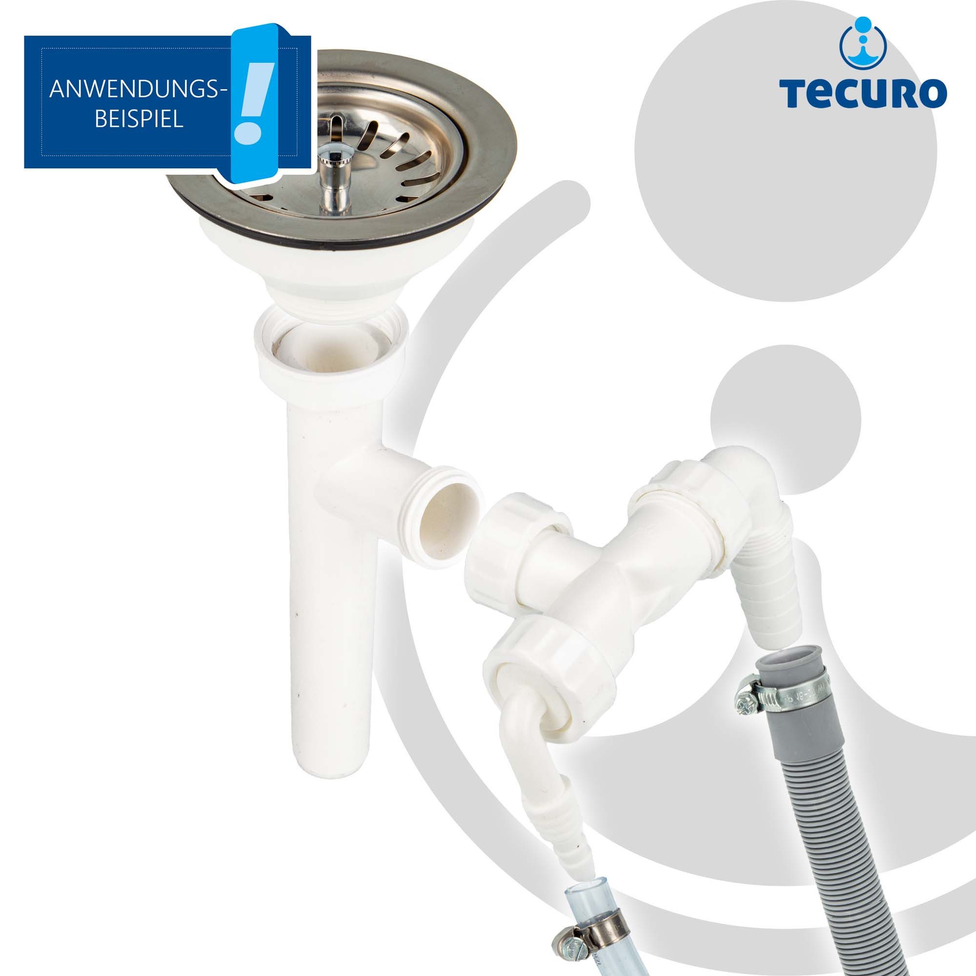 tecuro Siphon Waschgeräte Doppelanschluss für Trockner und Waschmaschine, 1 Zoll ÜWM