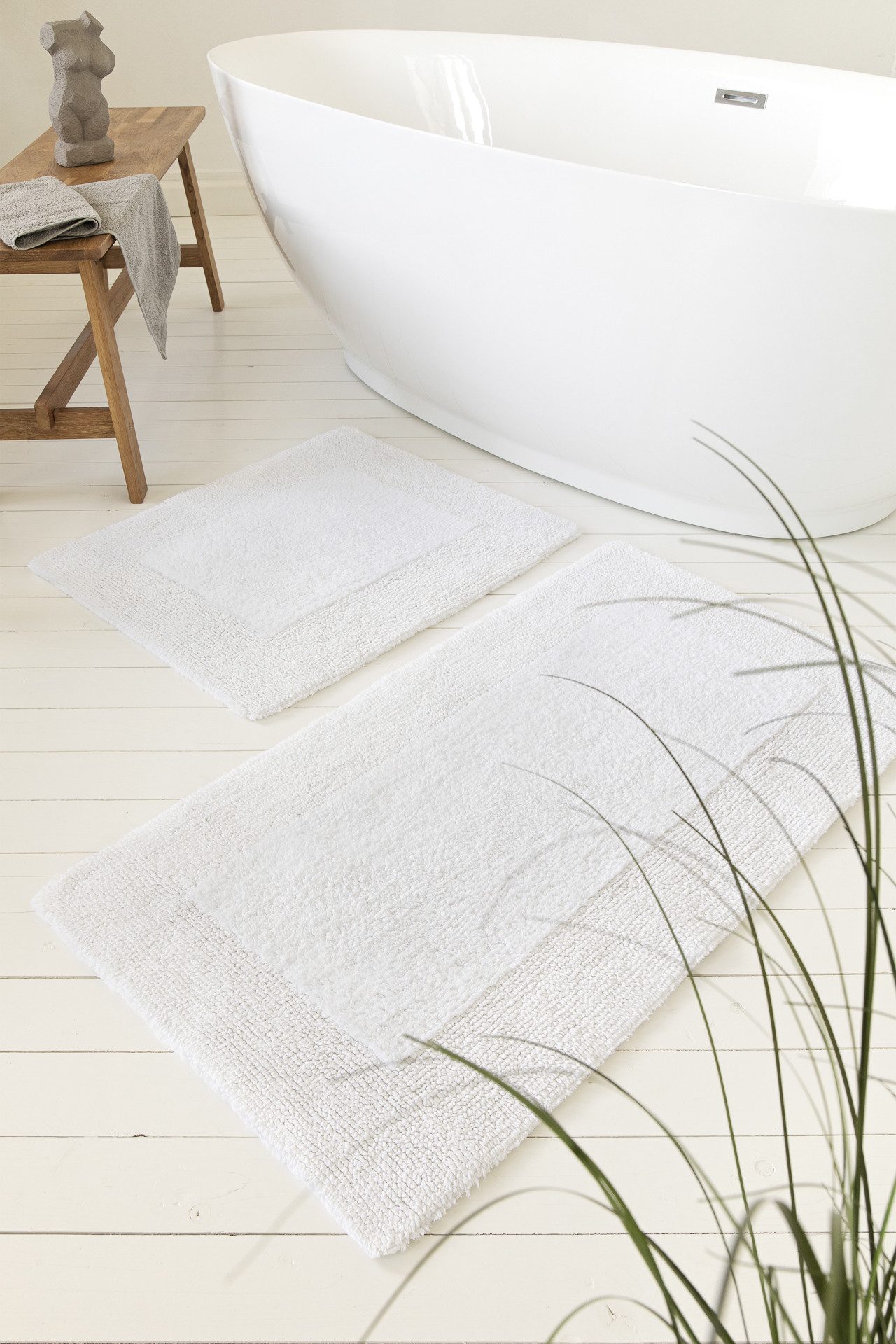 Wecon home Basics Badematte Finn, Höhe 15 mm, Baumwolle, rechteckig, waschbar, robust, saugfähig, pflegeleicht, Baumwolle, Hoch-Tief-Effekt