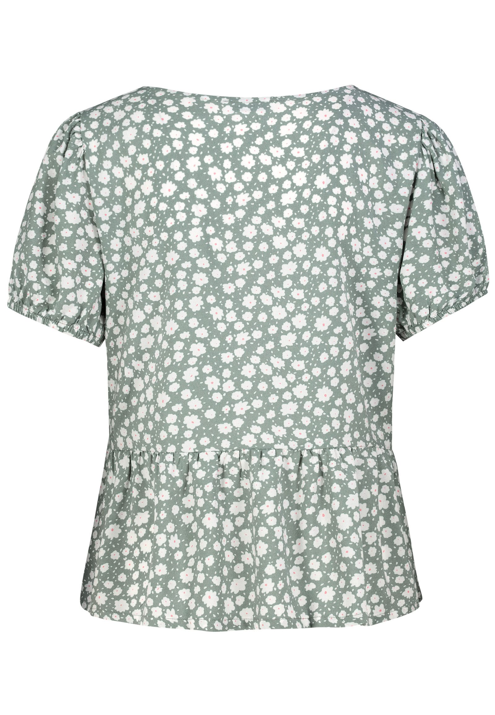 SUBLEVEL Blusenshirt Florales Muster, Schnürdetails, Kurzarm, günstig online kaufen