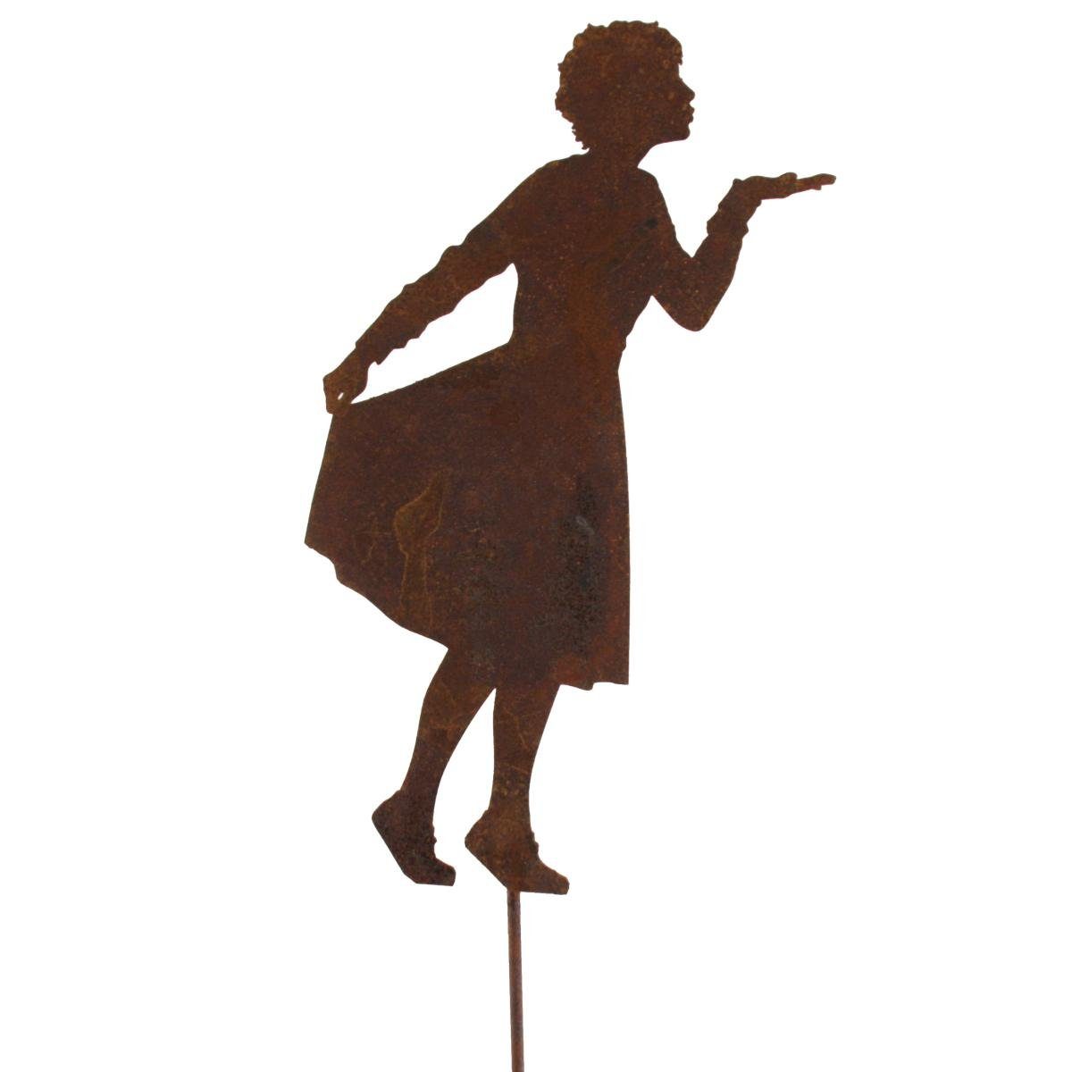 440s Gartenfigur 440s Rost Figur Mila mit Kuss-Hand H ca 25,5 cm auf Stab, (Stück) | Figuren