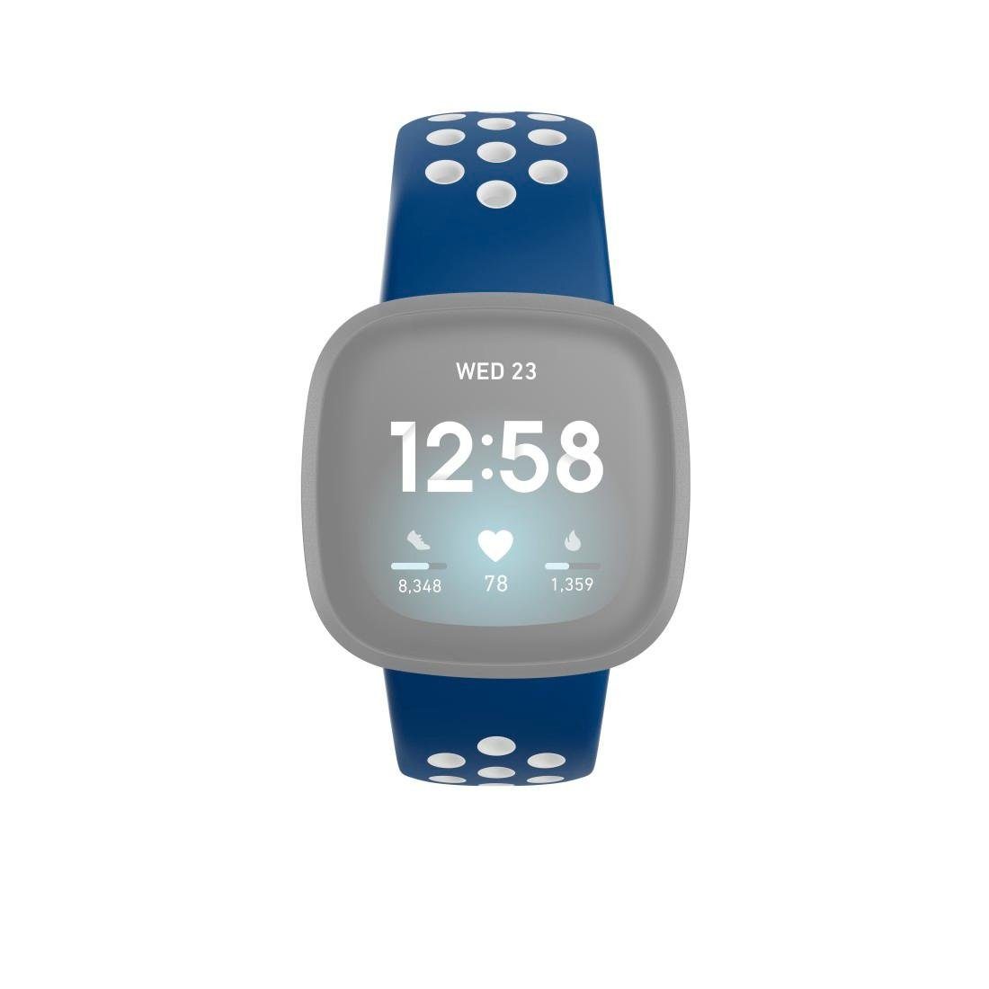 cm/21 Silikon, (2), cm dunkelblau Smartwatch-Armband Hama Ersatzarmband 3/4/Sense für Versa Fitbit 22