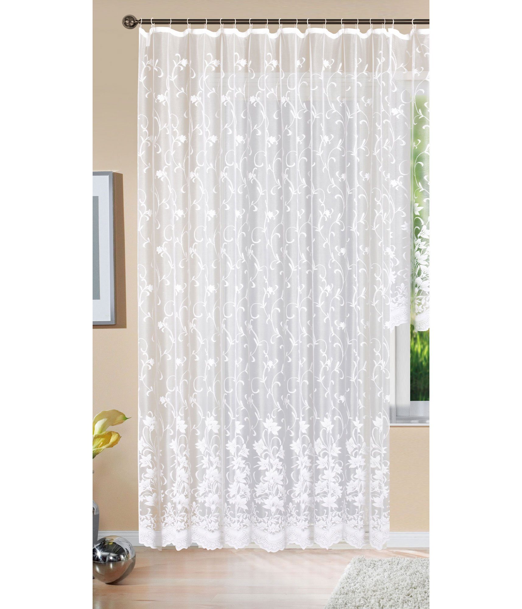 Gardinenbox Gardine (1 St), Kräuselband, transparent, Jacquard, Store Langs günstig online kaufen