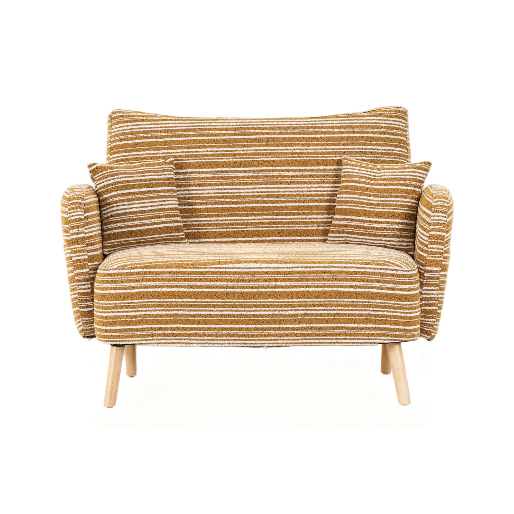 BlingBin Sessel Loungesessel Einzelsessel, Polstersessel mit Holzbeinen & Seitentasche (Fernsehsessel, 1-St., mit superbequemen Armlehnen, Armlehnenkissen und Aufbewahrungstasche), Zweisitzer-Sofa,komfortables modernes Sofa für kleine Räume, Wohnungen