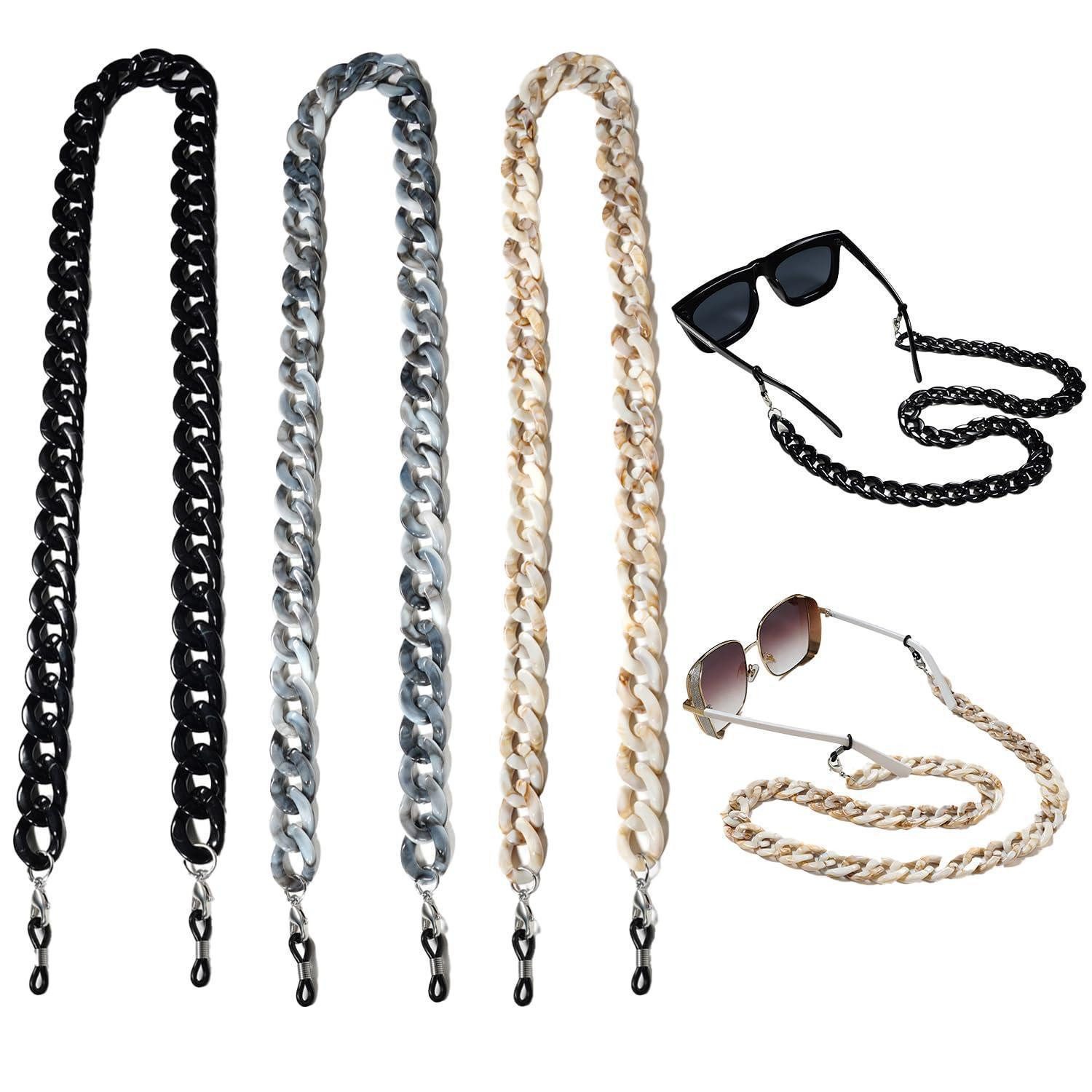 LuxusKollektion Brillenkette Brillenkette 3er Set Acryl 72cm Rutschfest