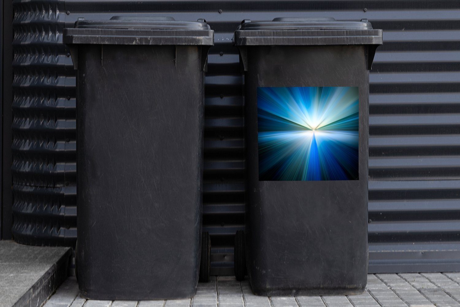 MuchoWow Wandsticker Abstraktes Bild blauem Mülltonne, Abfalbehälter Schimmer St), Mülleimer-aufkleber, Container, (1 Sticker, mit