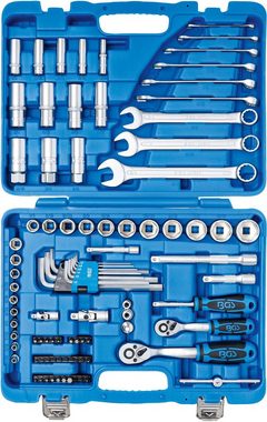 BGS Steckschlüssel Steckschlüssel-Satz Sechskant (92 St), Antrieb 6,3 mm (1/4) / 10 mm (3/8)