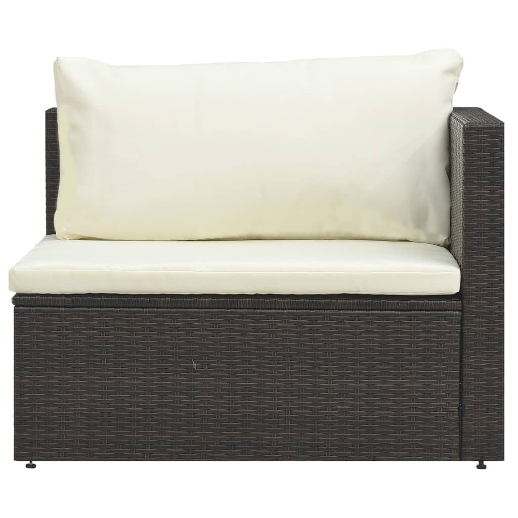 Auflagen Poly Gartenlounge-Set (5-tlg) mit Rattan 5-tlg. vidaXL Braun, Garten-Lounge-Set