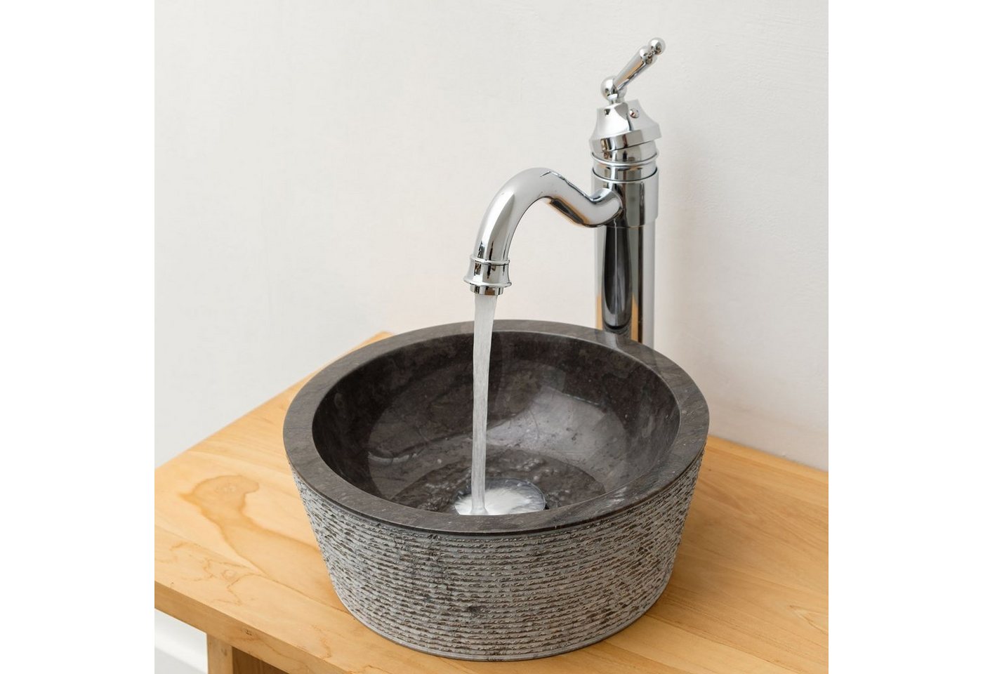 Thumbnail - wohnfreuden Aufsatzwaschbecken Marmor Waschbecken MINIJAYA 30 cm schwarz gehämmert (Kein Set), 50_39743