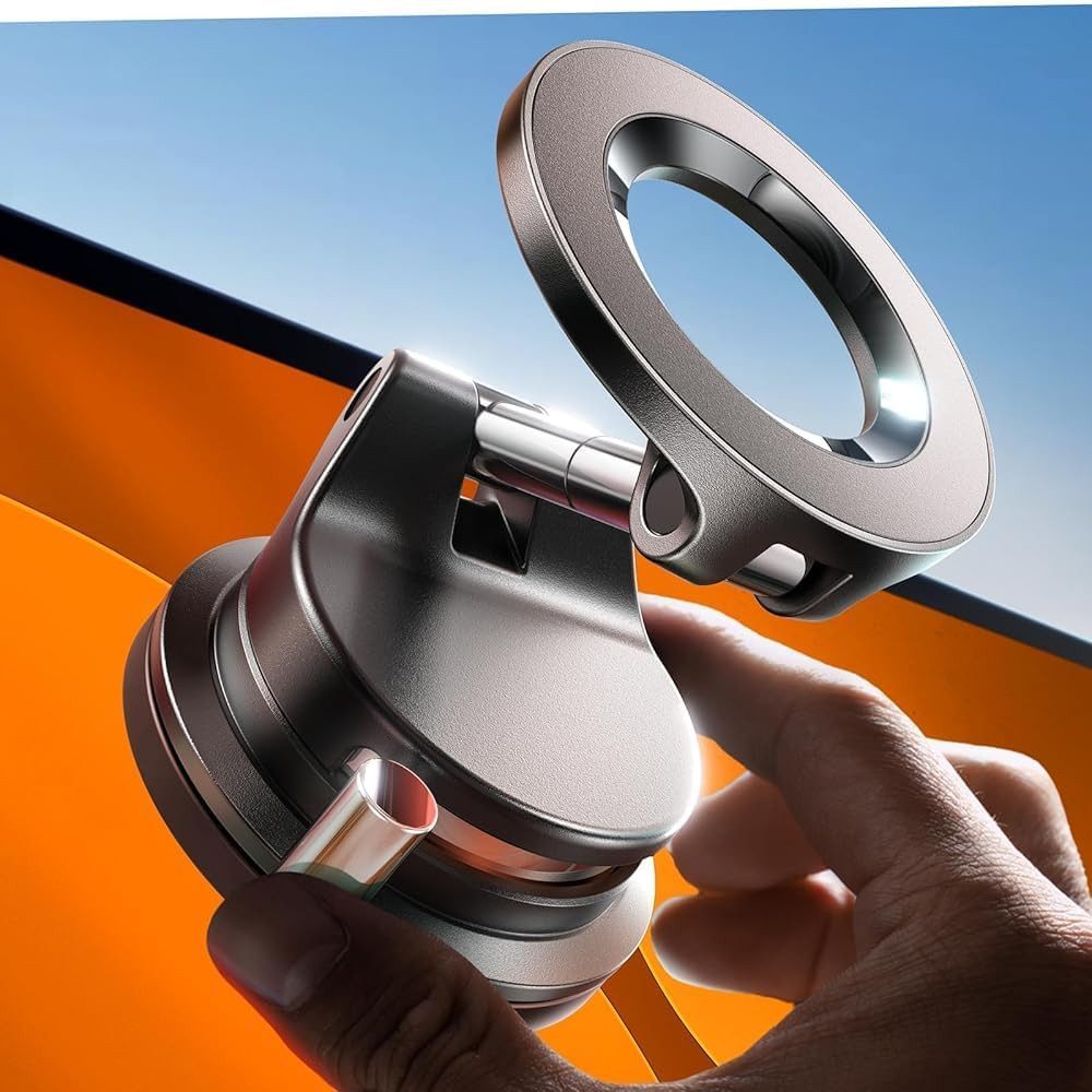 LISEN Smartphone-Halterung MagSafe Autohalterung Saugnapf Vakuum 30KG Handyhalterung Auto KFZ, (24 N52-Magnete, 360° drehbar, iPhone 12-17, MagSafe, Saugnapf)