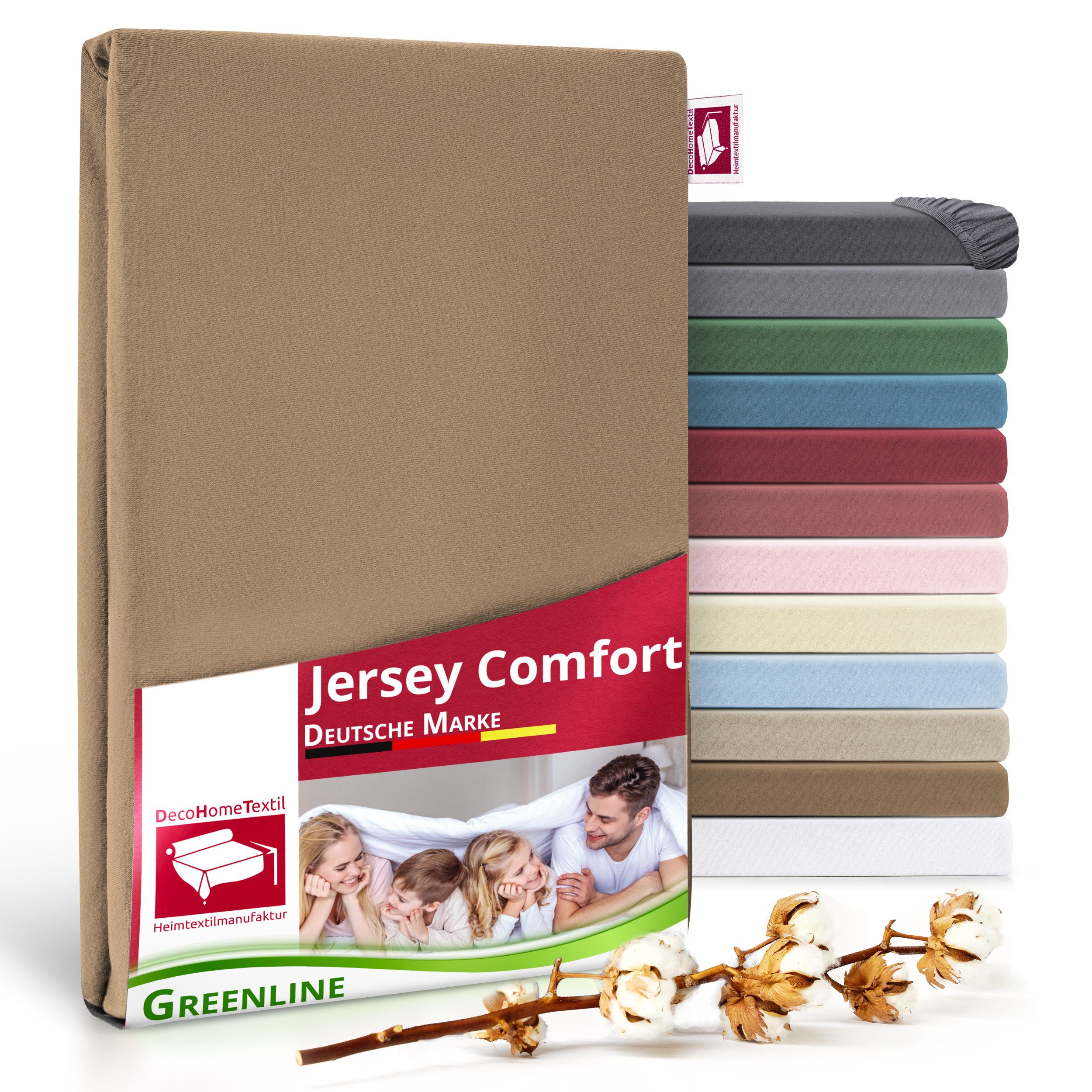 DecoHomeTextil Heimtextilmanufaktur Spannbettlaken Greenline Spannbettlaken Premium Jersey aus 100% Baumwolle