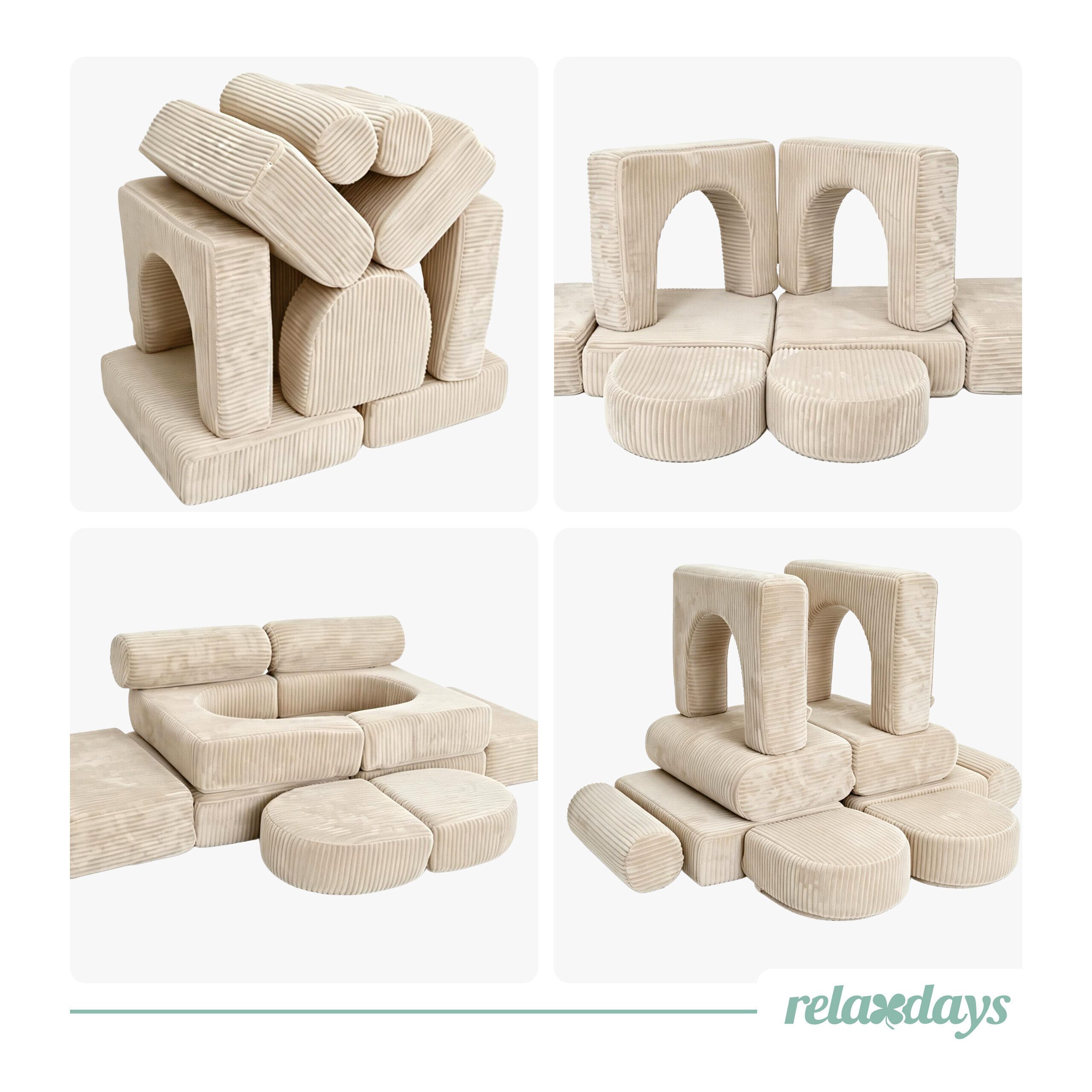 relaxdays Kindersofa 10-tlg. Kinder Spielsofa modular, 10 Teile, Beige – Bild 5 von 5