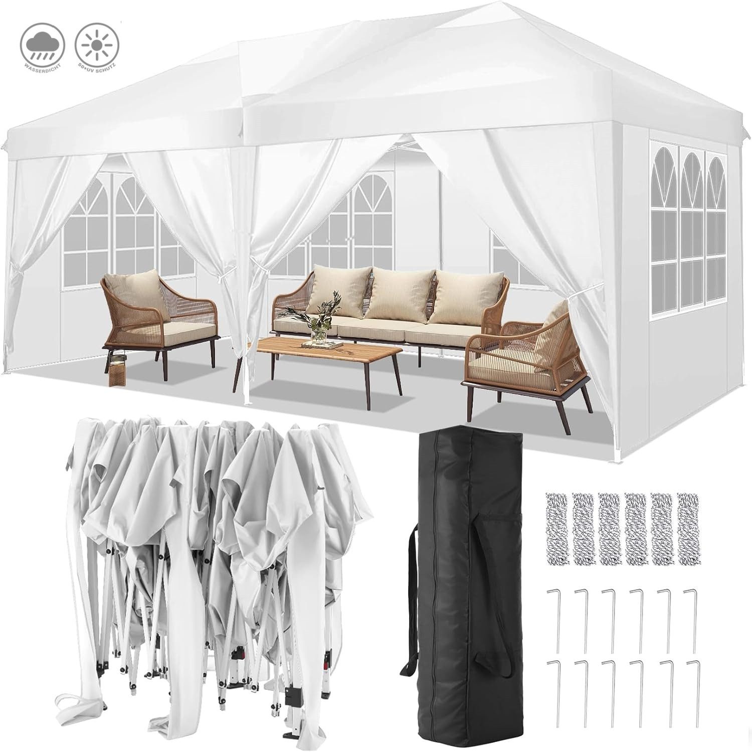 Tooluck Faltpavillon 3x6m Festzelt Wasserdicht UV-Schutz günstig online kaufen
