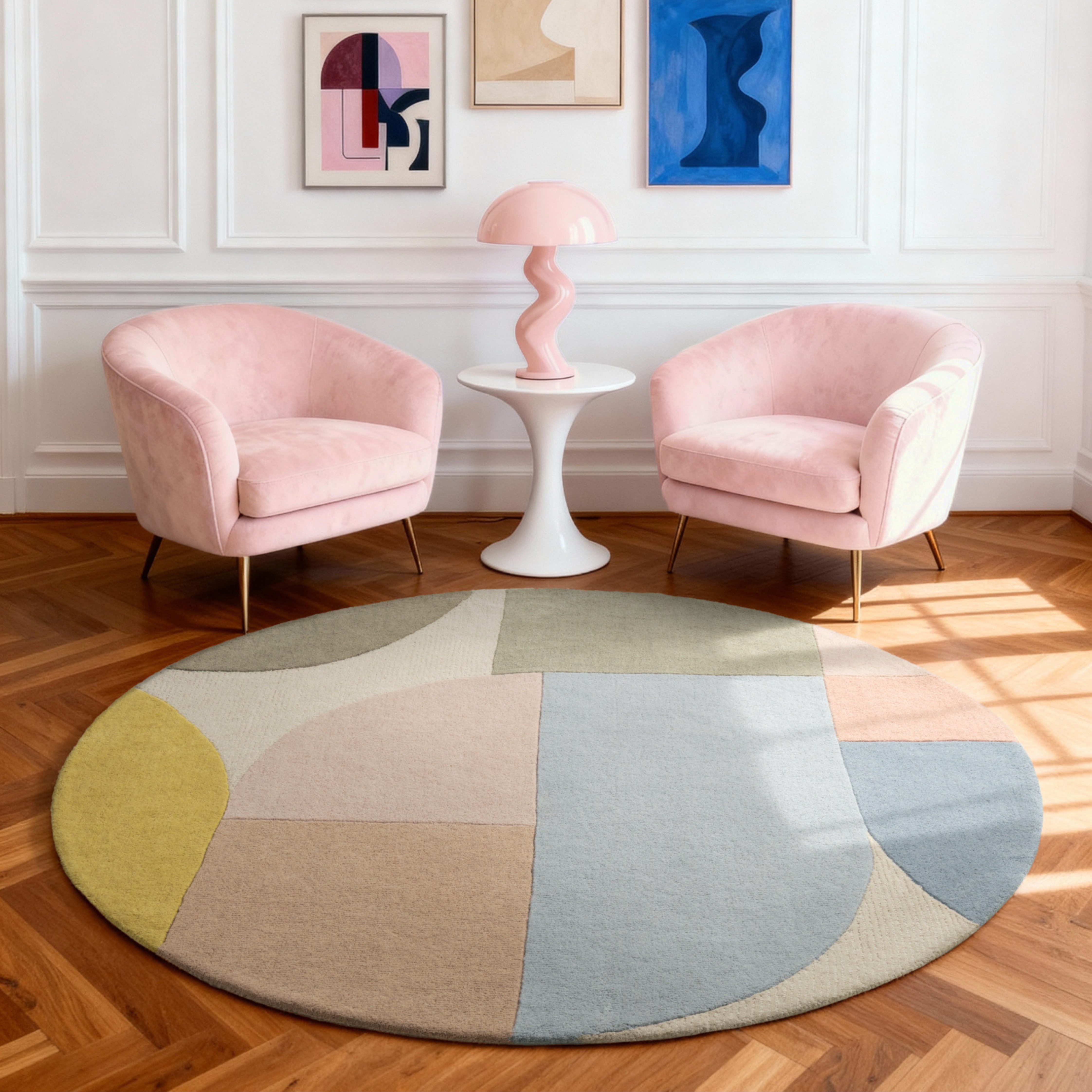 Ted Baker Wollteppich Piccadilly, rund, Höhe: 17 mm, Wolle, Naturteppich, Handgemacht, Wohnzimmer, Schlafzimmer, bunt