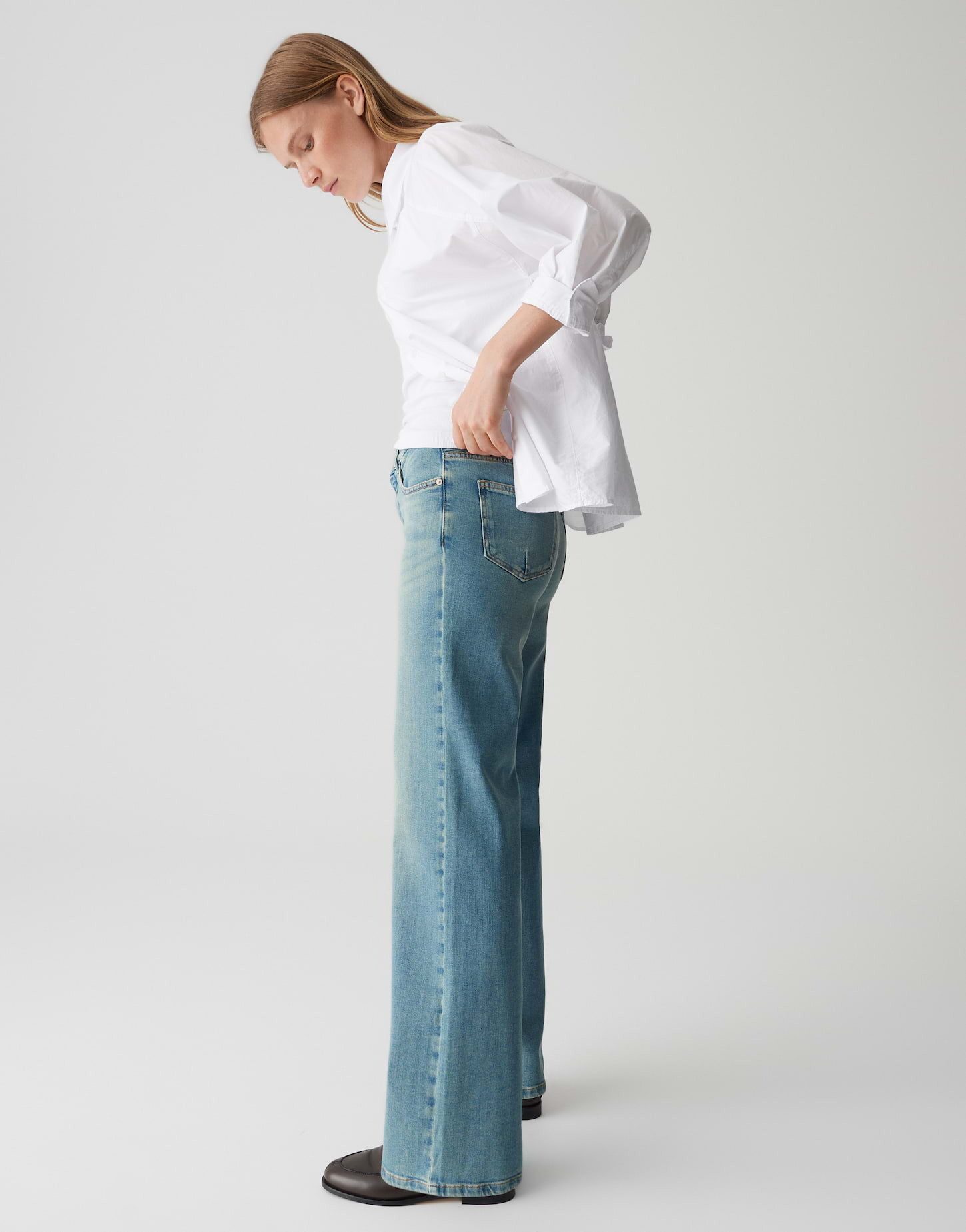 OPUS PANTS Weite Jeans MELLY MODERN mit Powerstretch Mid Rise Long, BCI Cotton, Zip-Fly