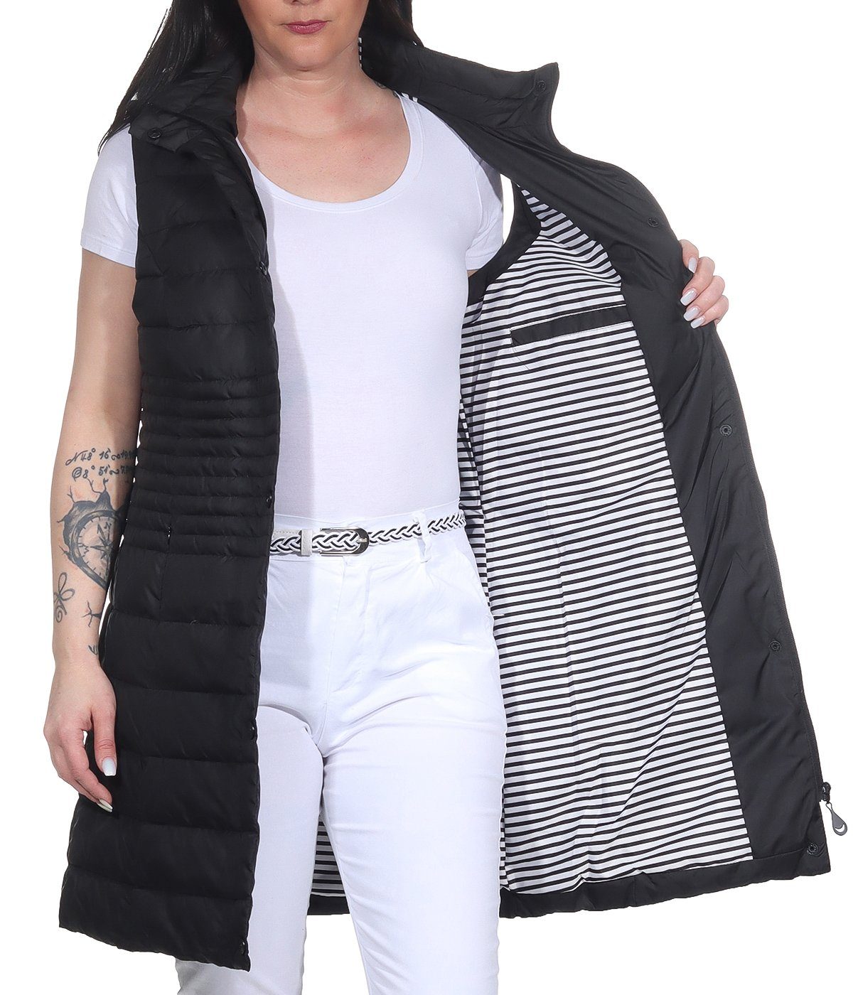 Aurela Damenmode Longweste Damen Steppweste sommerliche günstig online kaufen