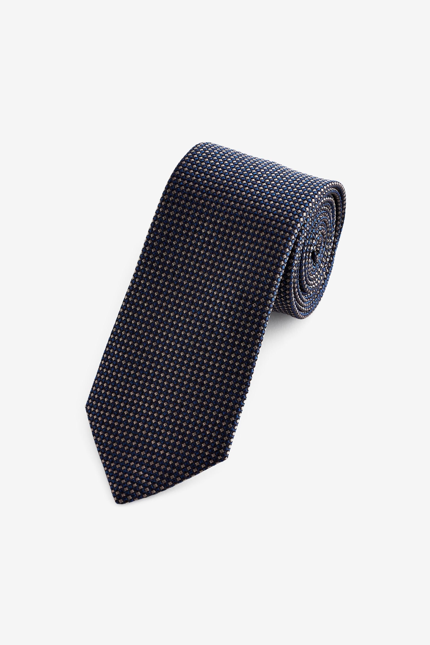 Next Krawatte Signature-Krawatte, hergestellt in Italien (1-St) Navy Blue Textured
