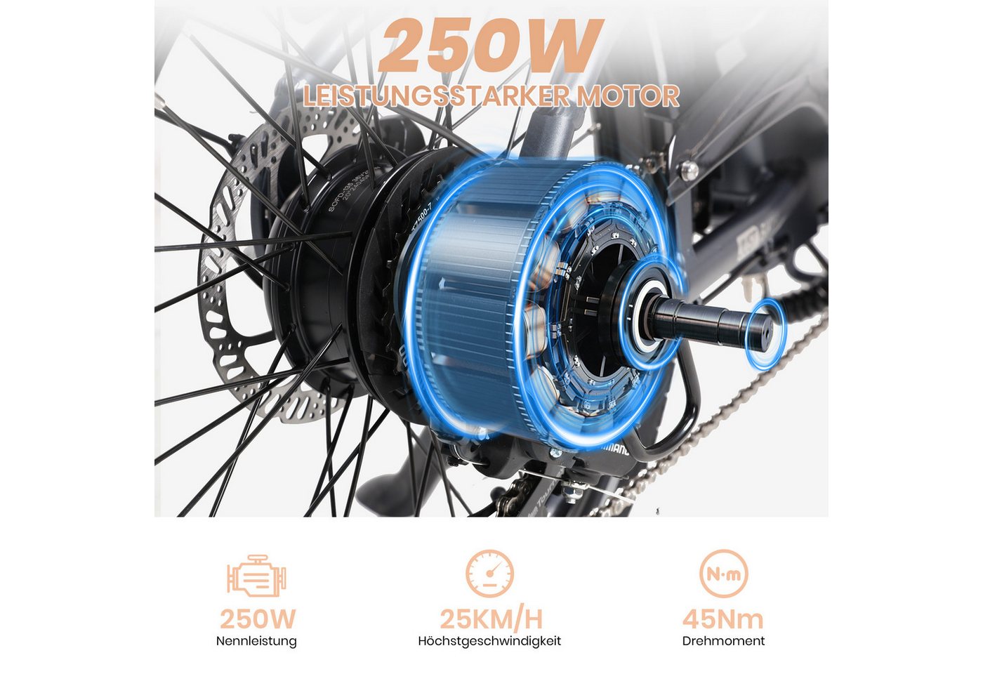 Thumbnail - Vankel E-Bike Faltrad Klapprad Ace 20 Zoll, Cityrad 22kg, 360Wh Sitzrohrbatterie, 7 Gang Shimano, Kettenschaltung, Heckm...