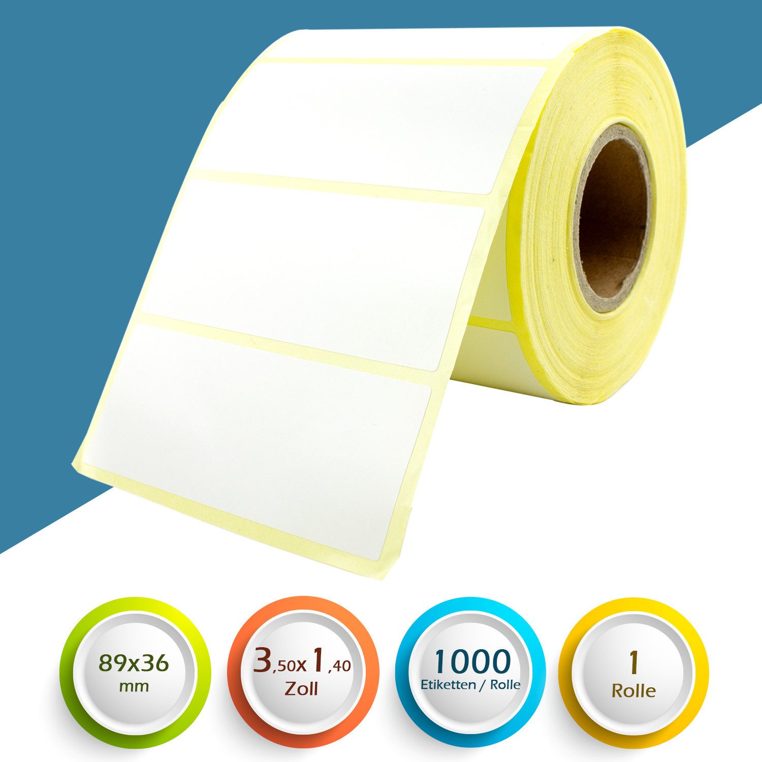 GoodMarkt Etiketten 89x36mm Selbstklebende Thermo Etiketten auf Rolle 1000 Labels, Adressetiketten Haushaltsetiketten Bedruckbar Aufkleber für Büro Küche – Bild 3 von 5