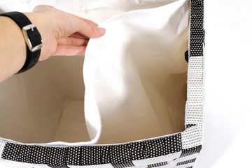 Kobolo Wäschekorb Wäschebehälter - Nylon - schwarz-weiß - 44x32x52cm