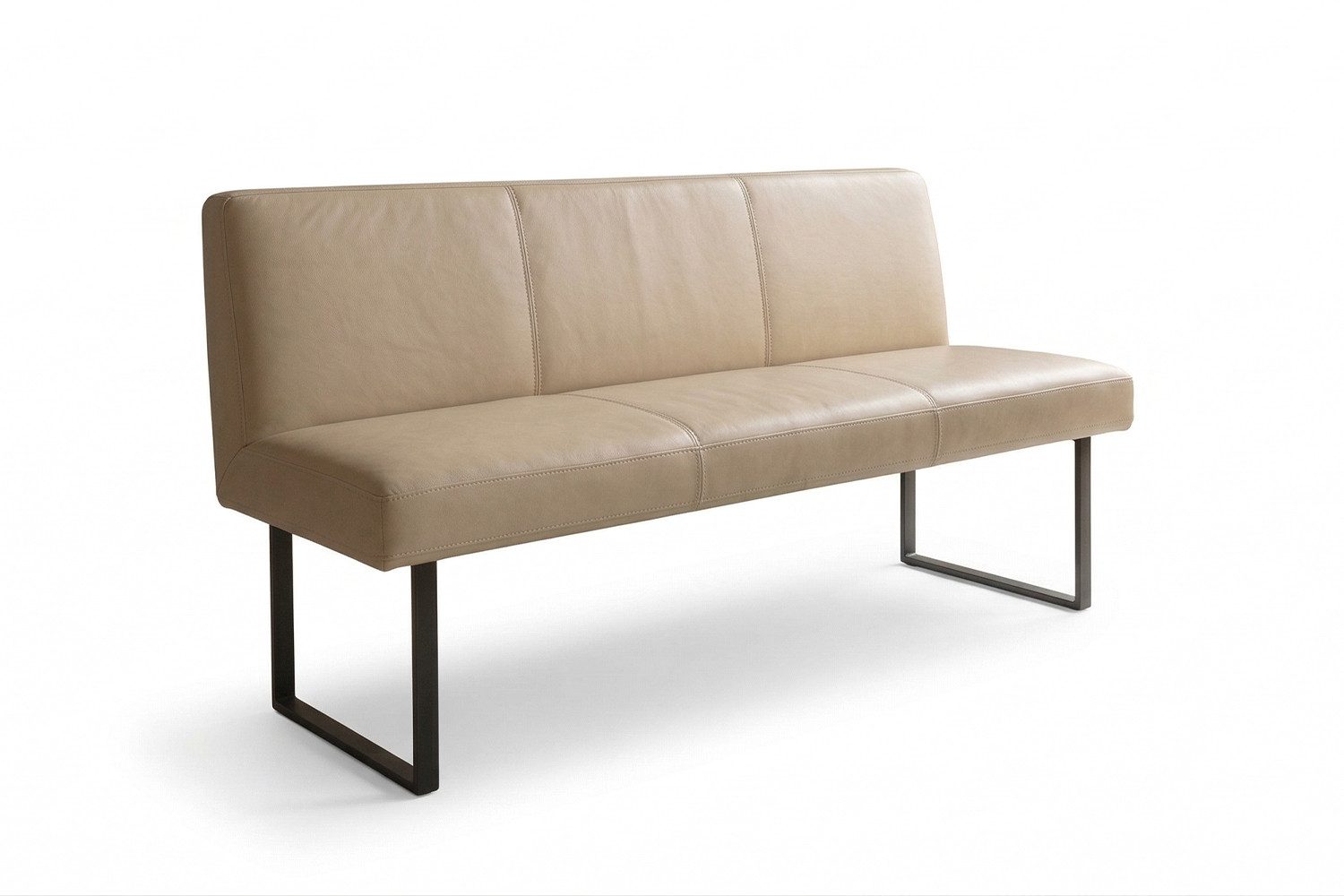 KAWOLA Sitzbank ELEEN Esszimmerbank Leder pigmentiert – modernes Design, 143 cm Breite, hoher Sitzkomfort, Metallgestell schwarz