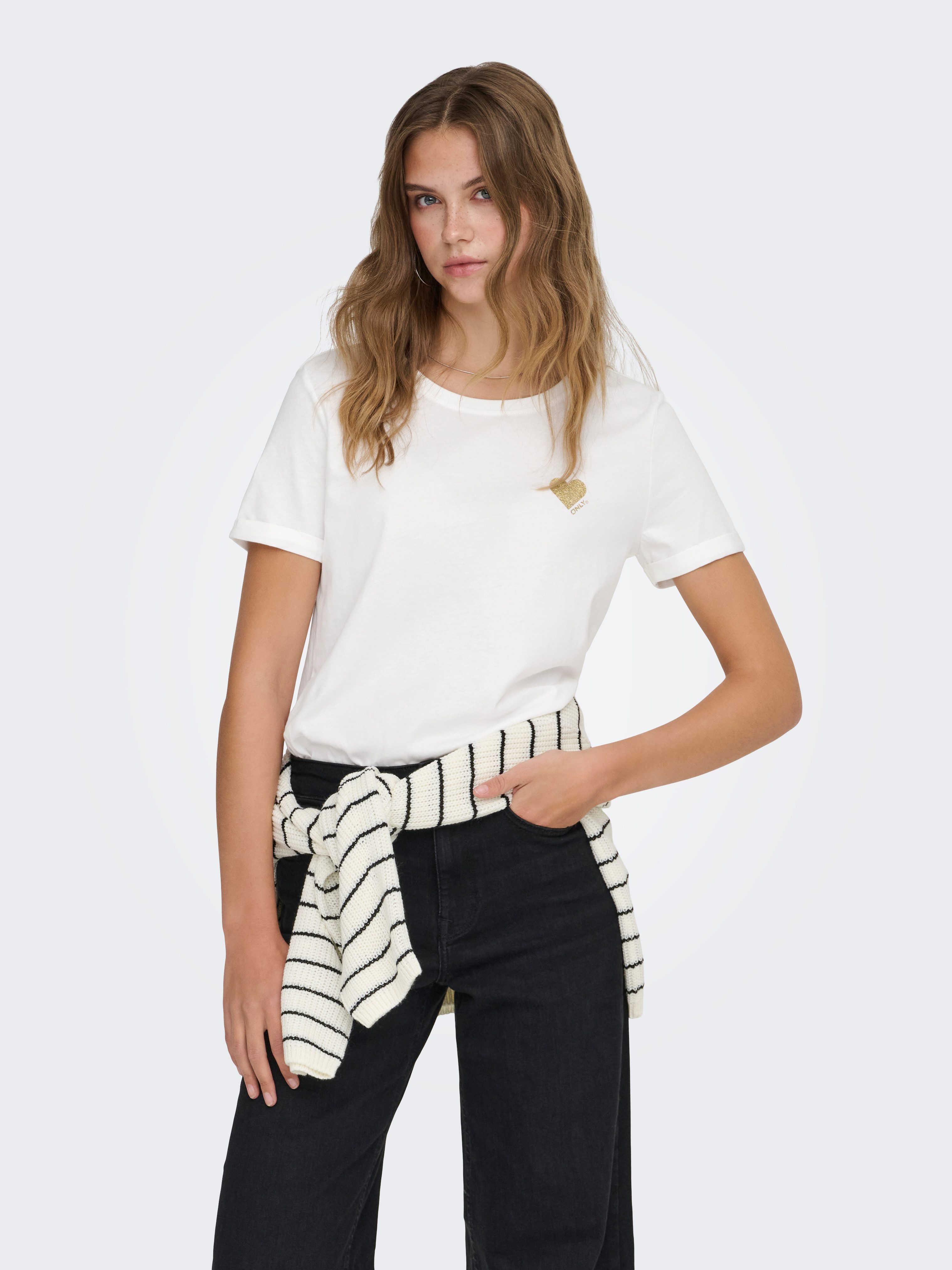 ONLY Kurzarmshirt ONLKITA LIFE S/S TOP NOOS regular fit, casual, Single Jersey, Baumwolle, Rundhals