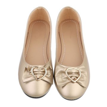 Ital-Design Damen Freizeit Ballerina Blockabsatz Klassische Ballerinas in Gold