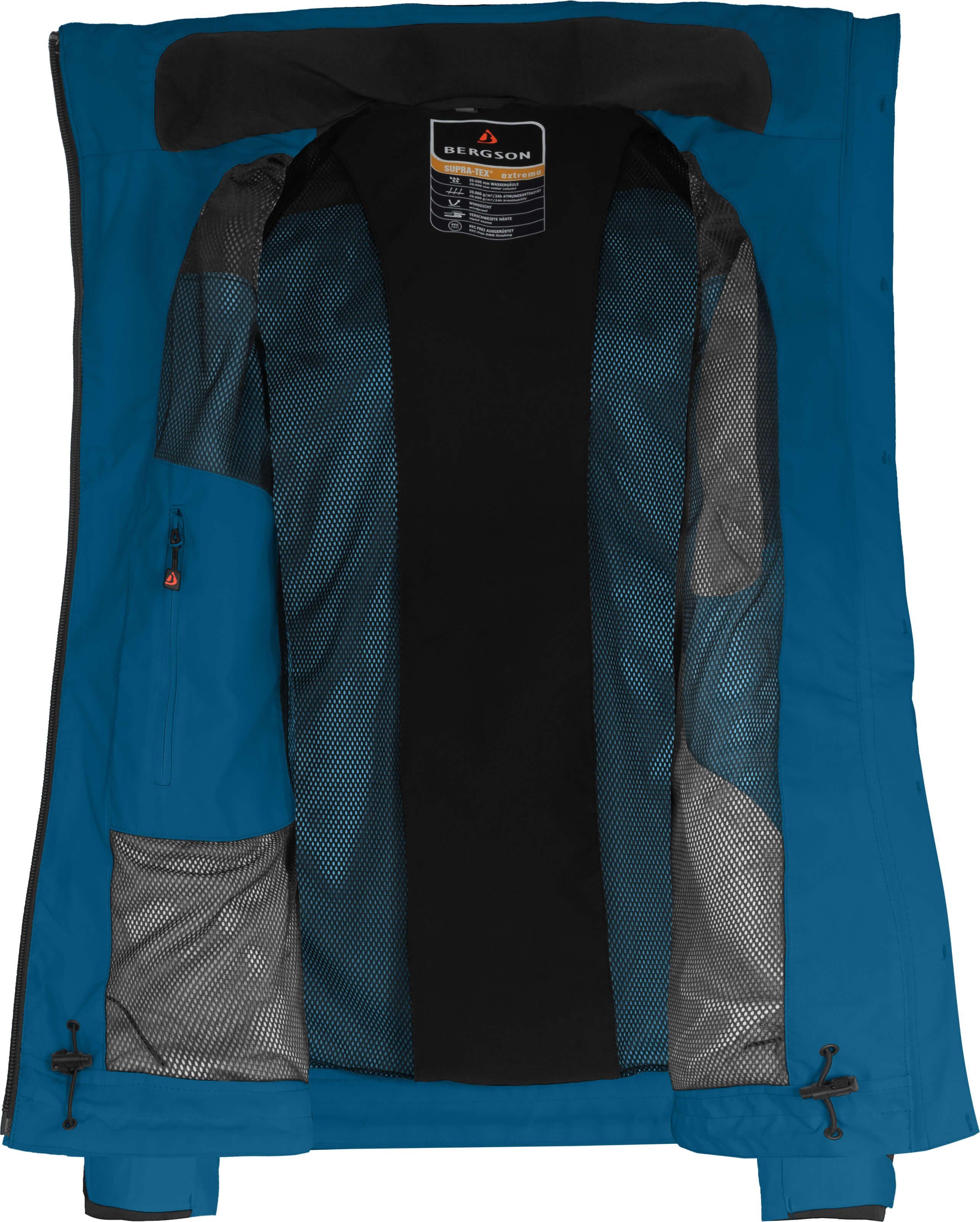 Bergson Outdoorjacke KURRIKA Doppeljacke Damen blau Regenjacke, Saphir Wassersäule, Innenjacke, Fleece Normalgrößen, mm 20000