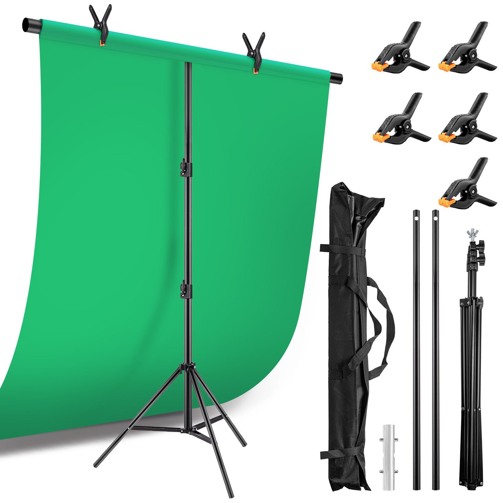 Youyijia Fotohintergrund Grüner Fotohintergrund 1,6x3 m mit Verstellbarem Hintergrundständer
