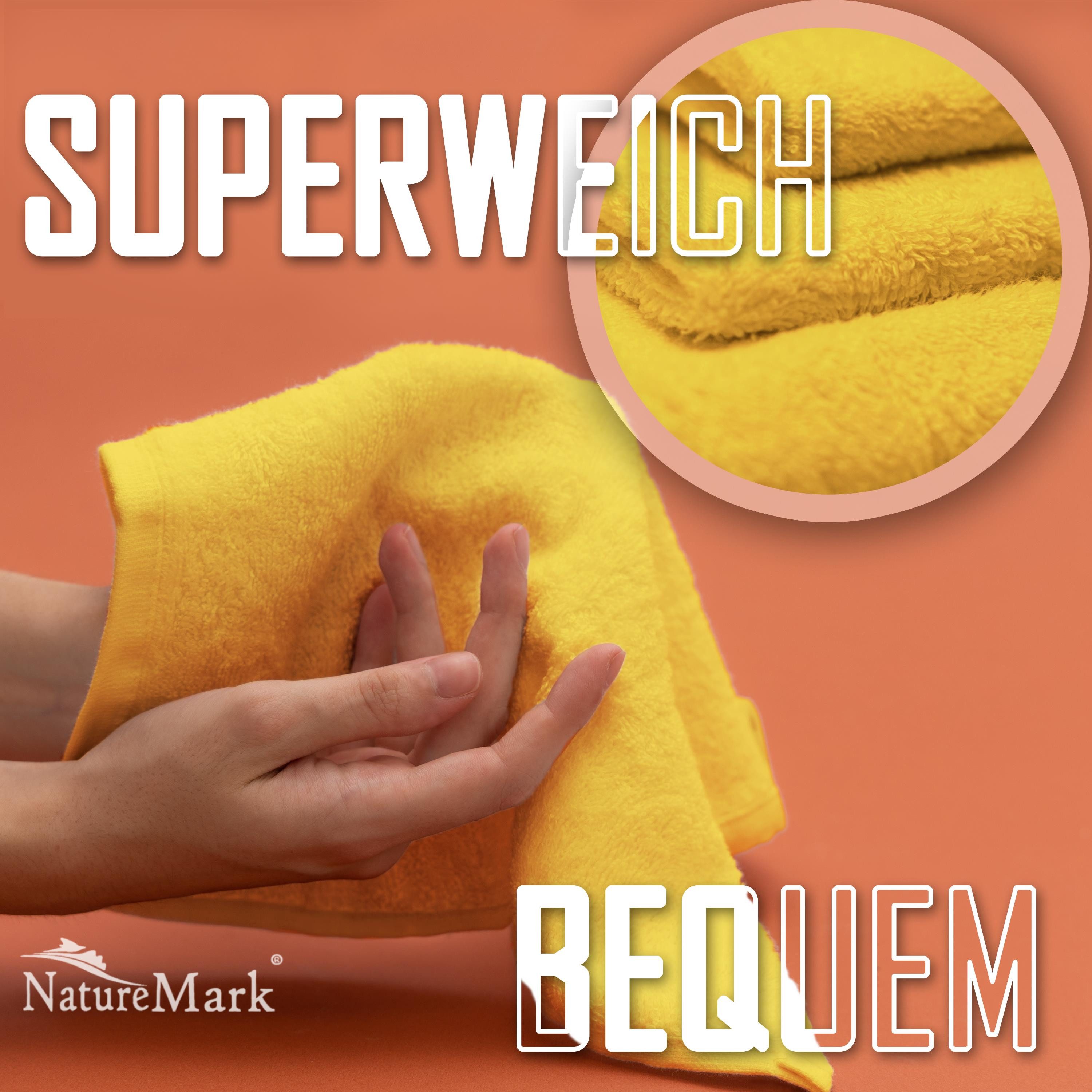 NatureMark Seiftuch 10er-Set Seiftücher 30x30cm 100% Baumwolle, (10-St), Frottier Waschlappen Seiflappen 30 x 30 cm, Gelb – Bild 4 von 5