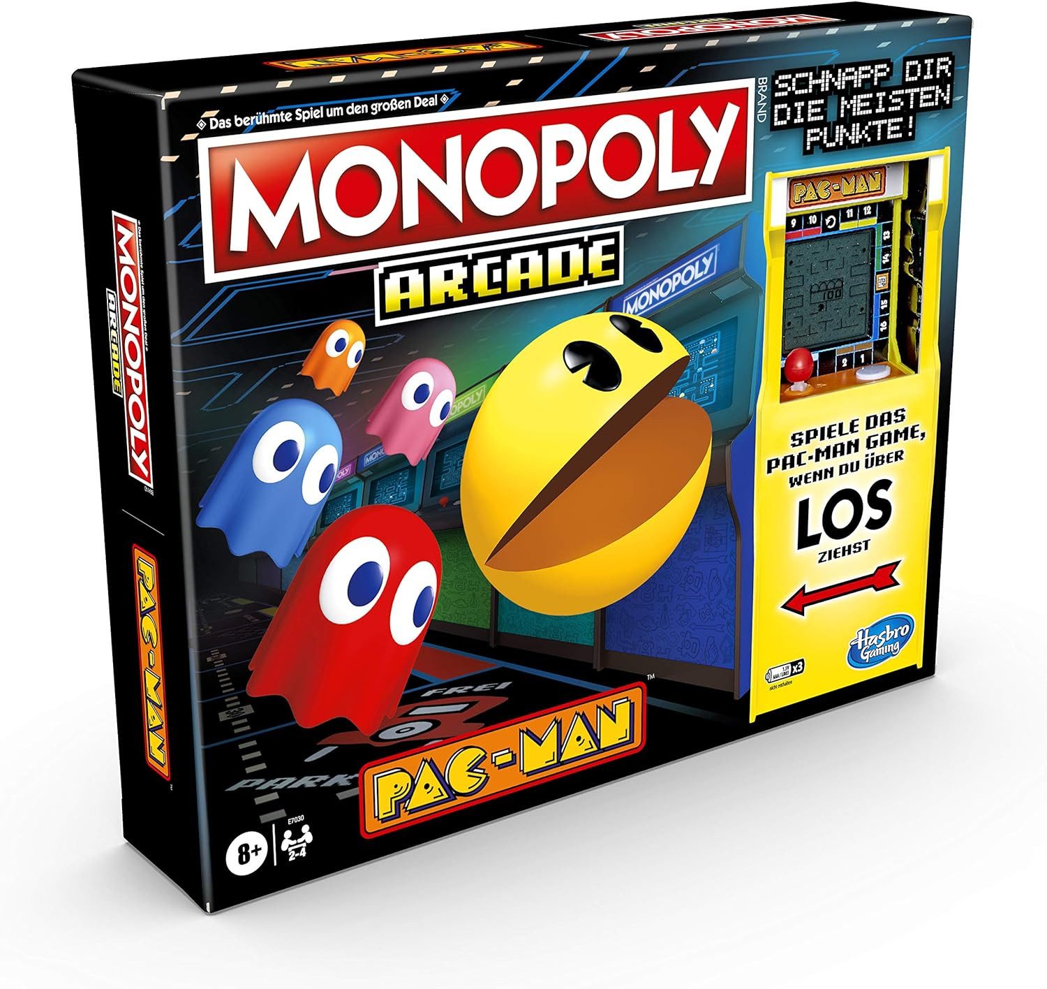 Hasbro Spiel Monopoly Arcade Pac-Man, Brettspiel, mit mini Arcade-Automat