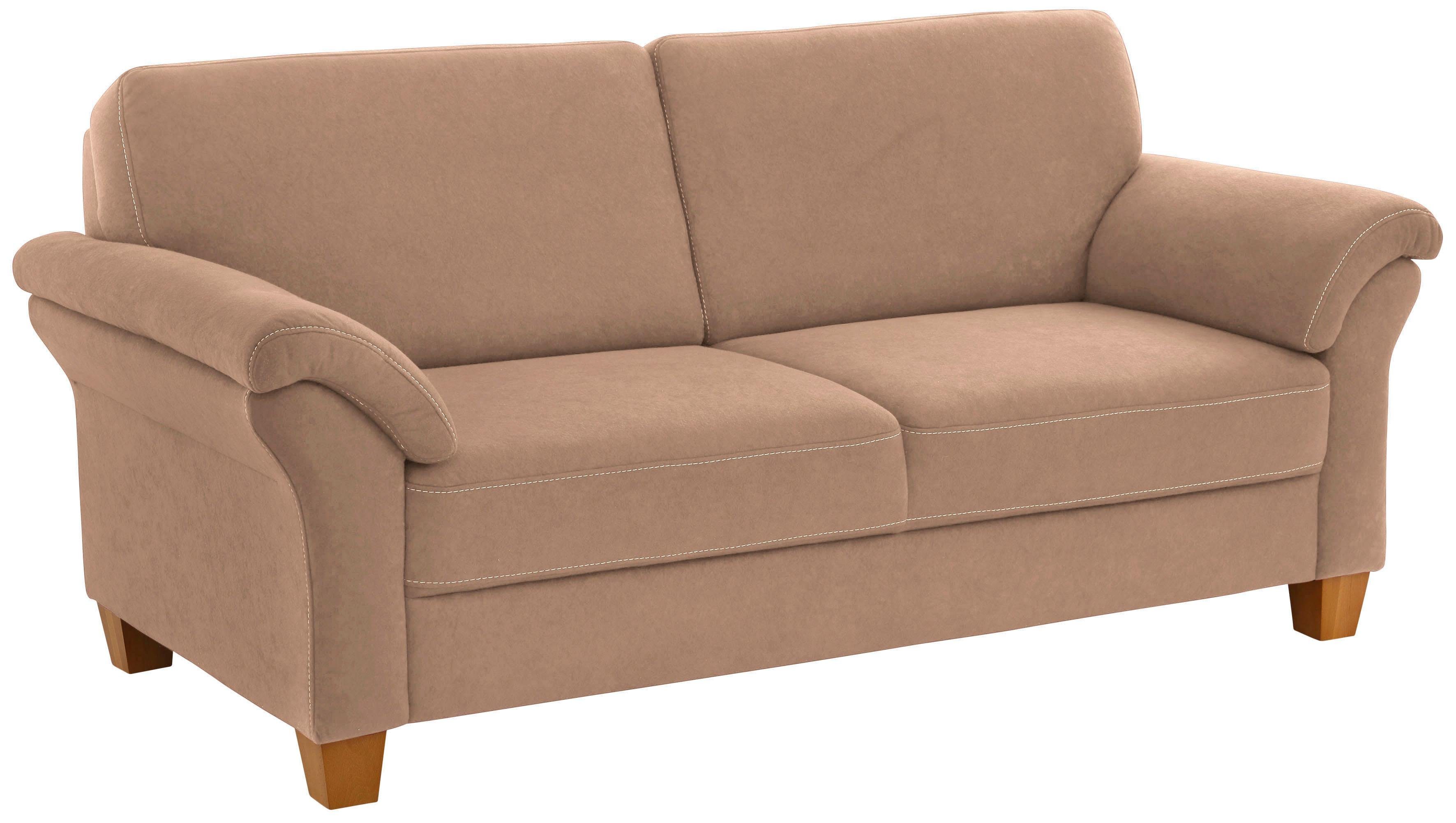 OTTO home 3-Sitzer Borkum, B: 186 cm, Federkern, Komfortsitzhöhe 46 cm, Landhausstil, Holzfüße, Kopfstützen nachrüstbar