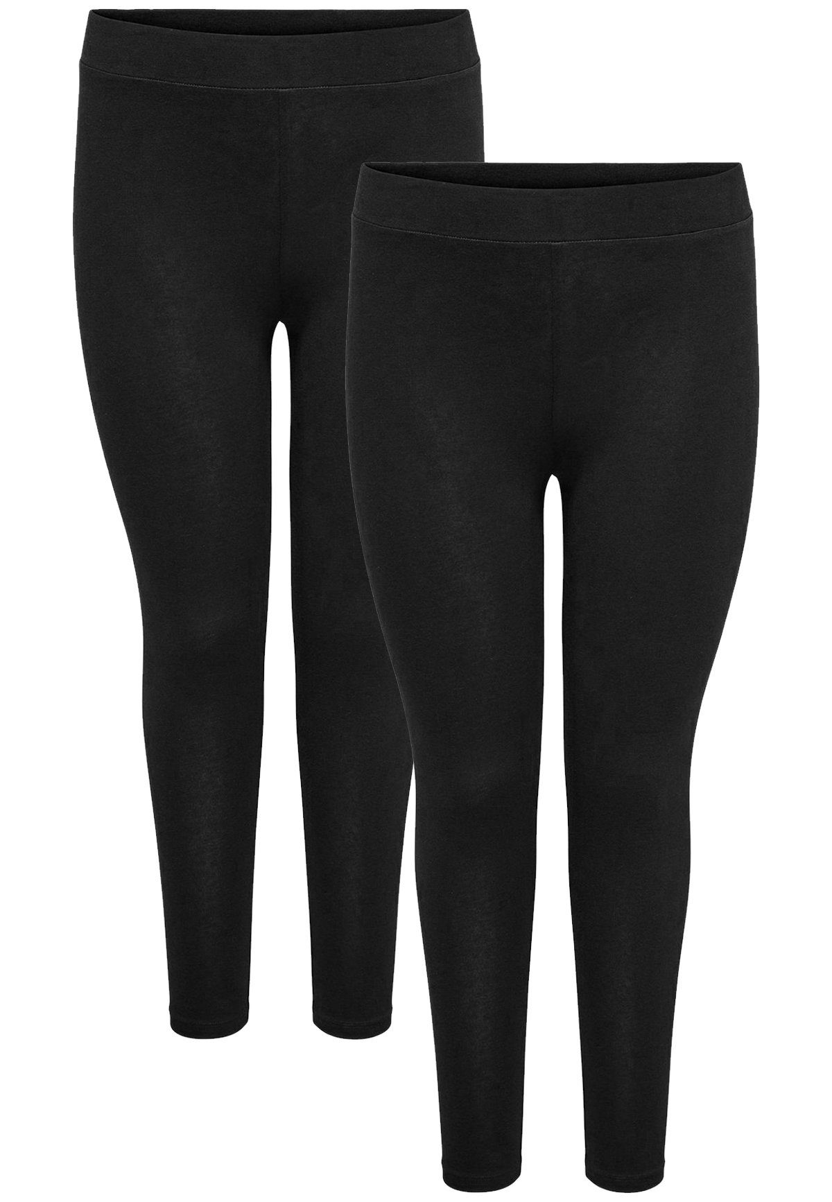 ONLY CARMAKOMA Leggings Leggings 2-er Stück Pack Stretch Hose Übergröße CARTIME (2-tlg) 5415 in Schwarz