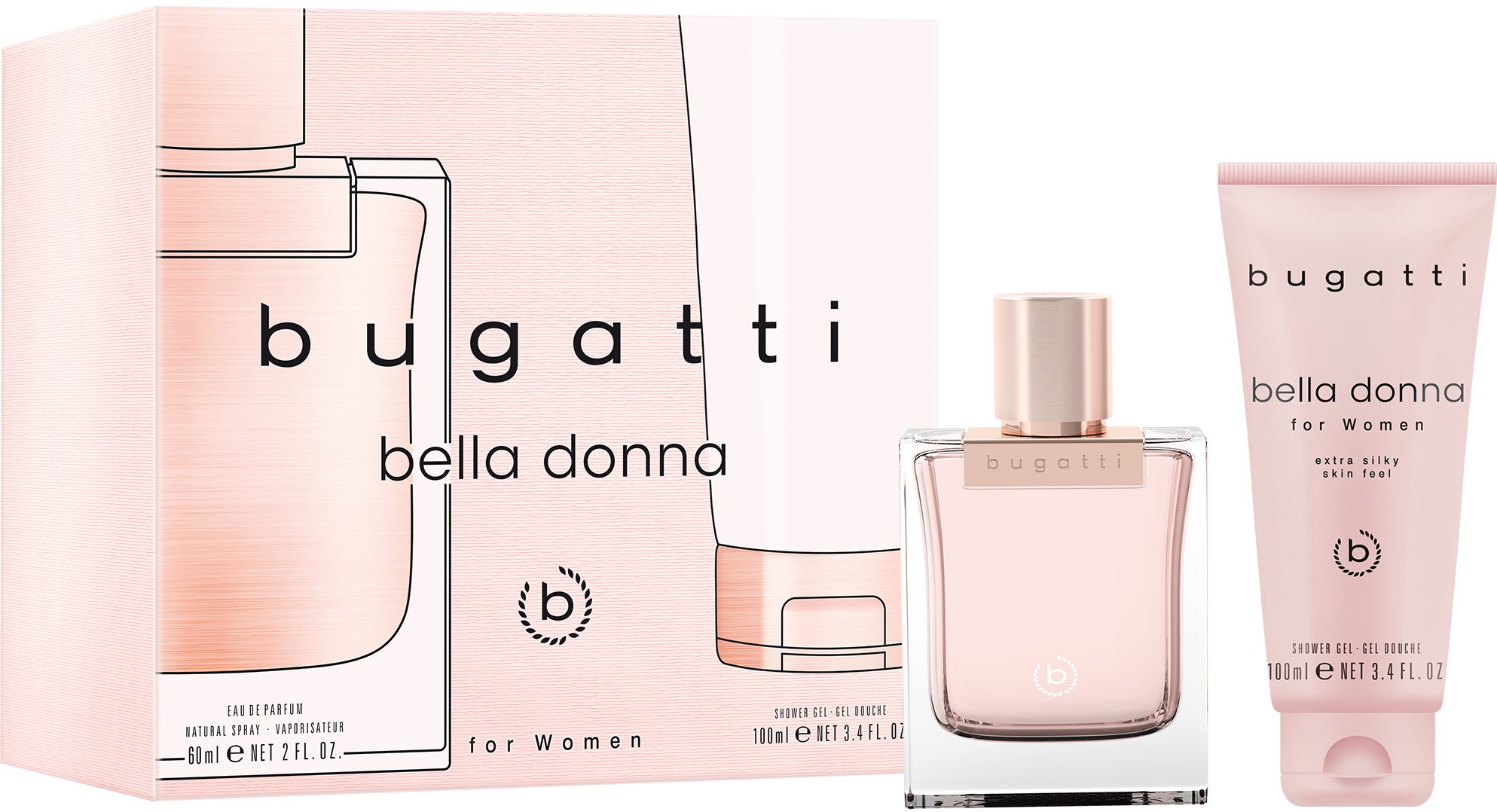 bugatti Duft-Set BELLA DONNA, 2-tlg., Geschenkset mit Eau de Parfum 60ml & Shower Gel 100ml