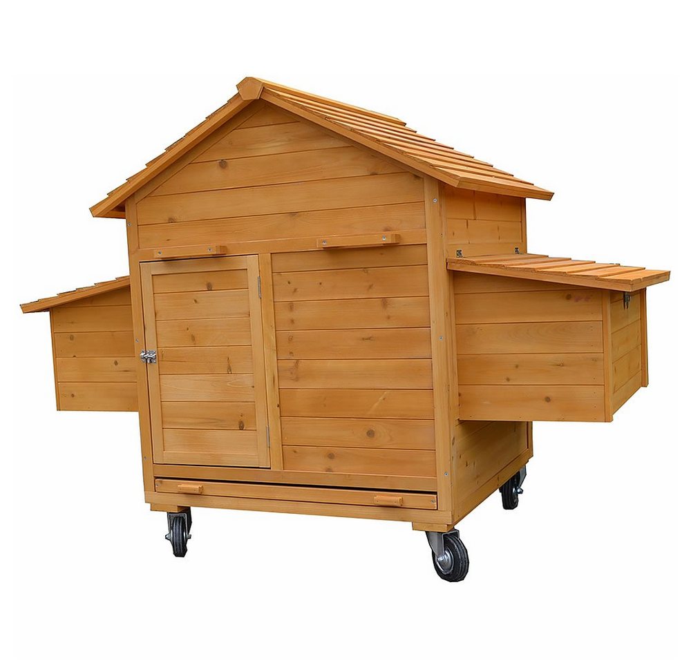 Thumbnail - Mucola Hühnerstall Rollbarer Hühnerstall inkl. 2 Nestboxen Rampe Hühnerhaus, Schützt vor Bodennässe und Kälte
