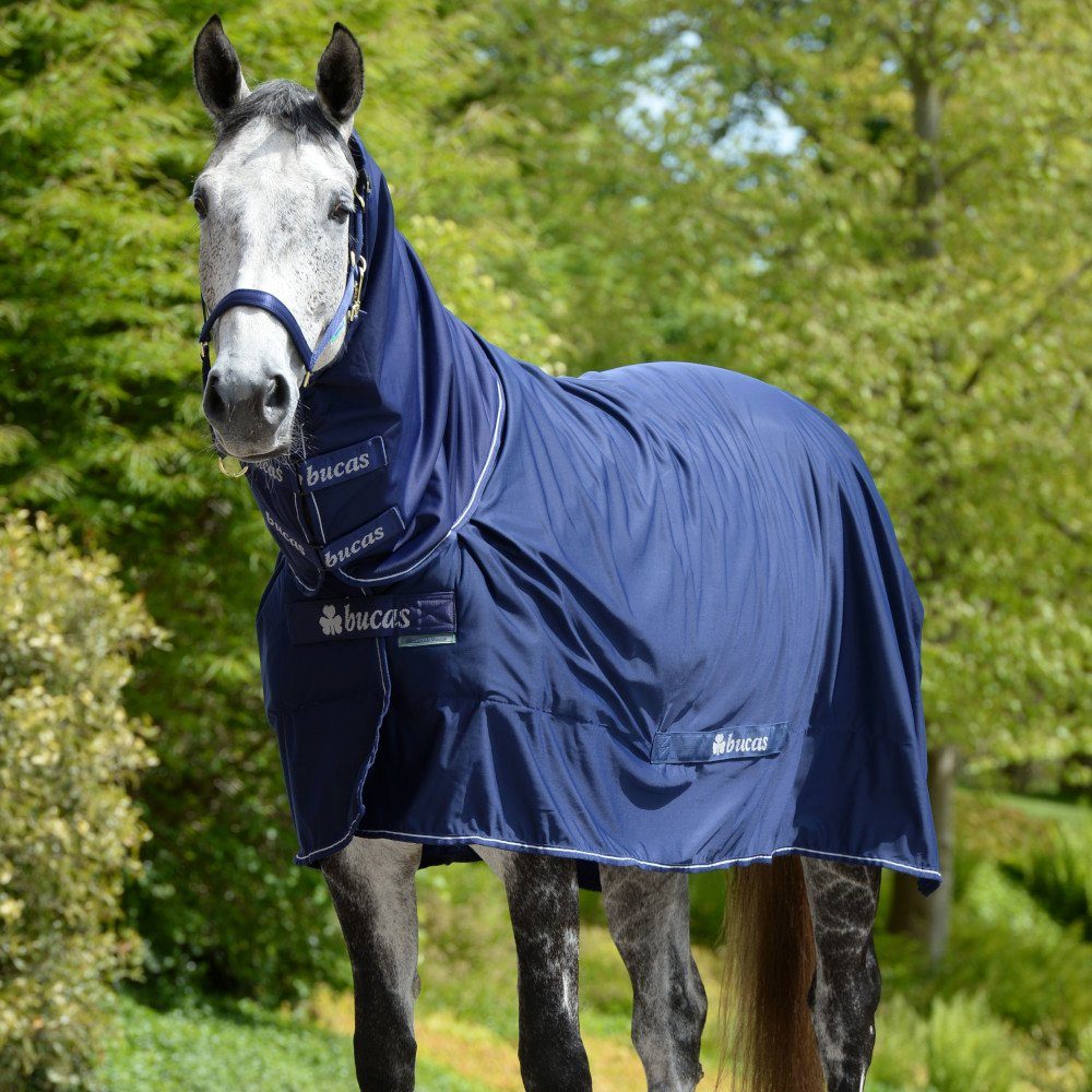 Pferde-Abschwitzdecke Bucas Shamrock Power Full Neck - Navy/Silver 0g