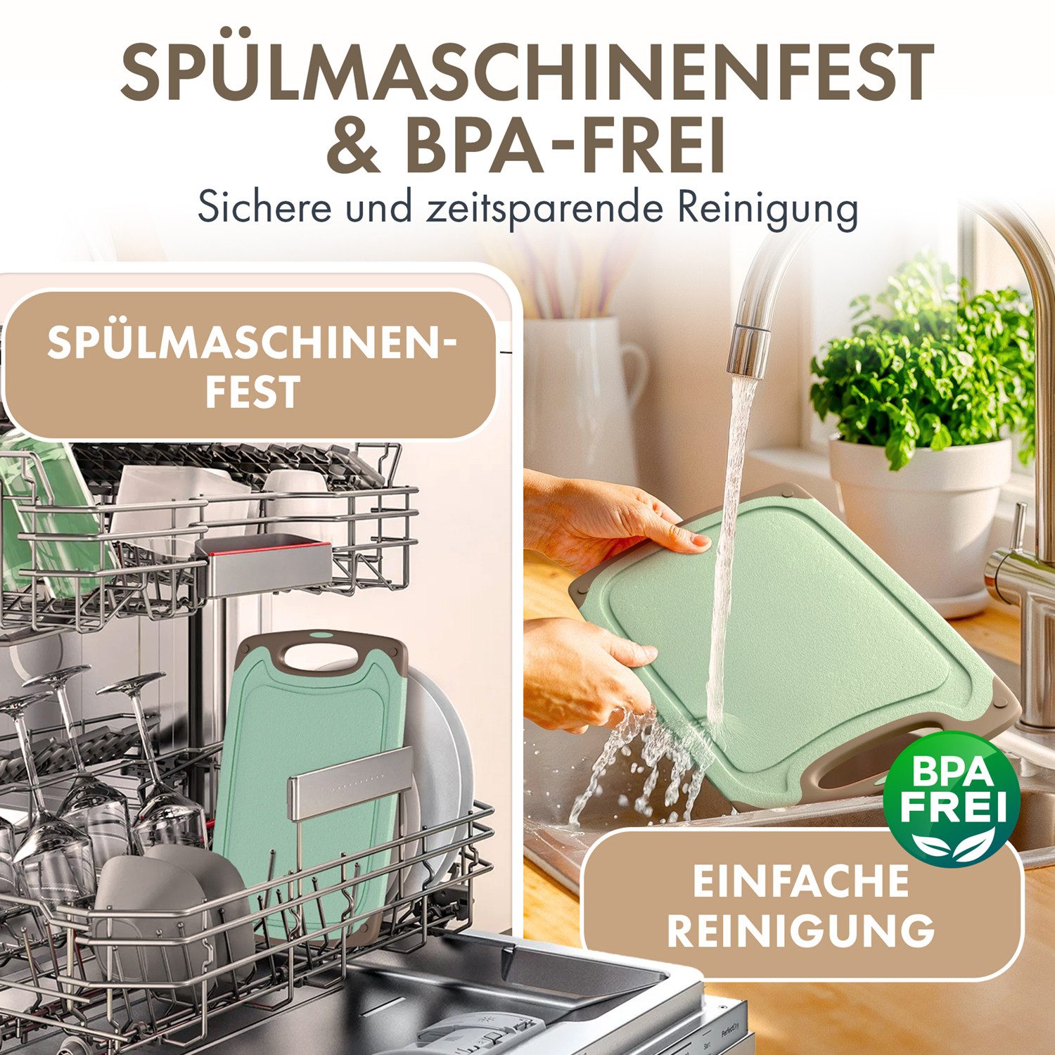 Blumtal Schneidebrett Frühstücksbrettchen Kunststoff, 2er-/3er-Set, verschiedene Größen, (2-St), Brettchen spülmaschinenfest Kunststoff BPA-frei – Bild 4 von 5