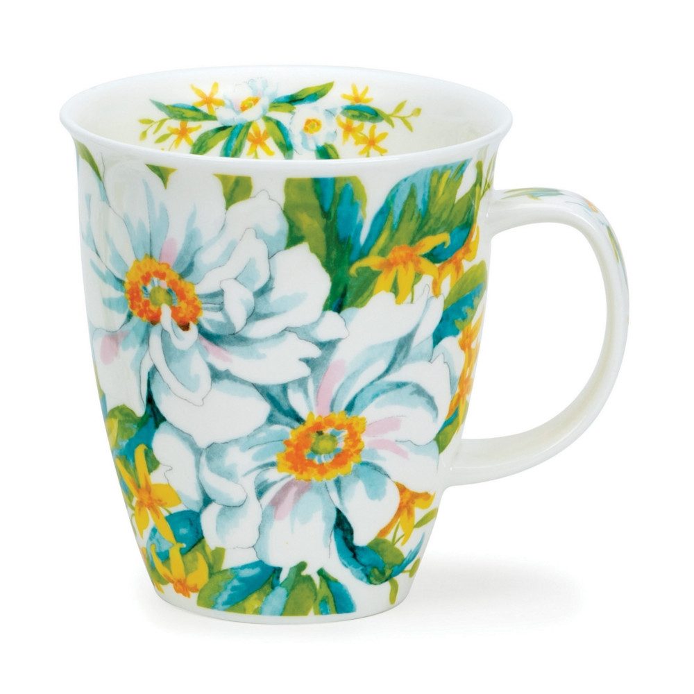 Dunoon Tasse White Anemones yellow Nevis 0,48 l Fine Bone China Porzellan, 1-tlg.