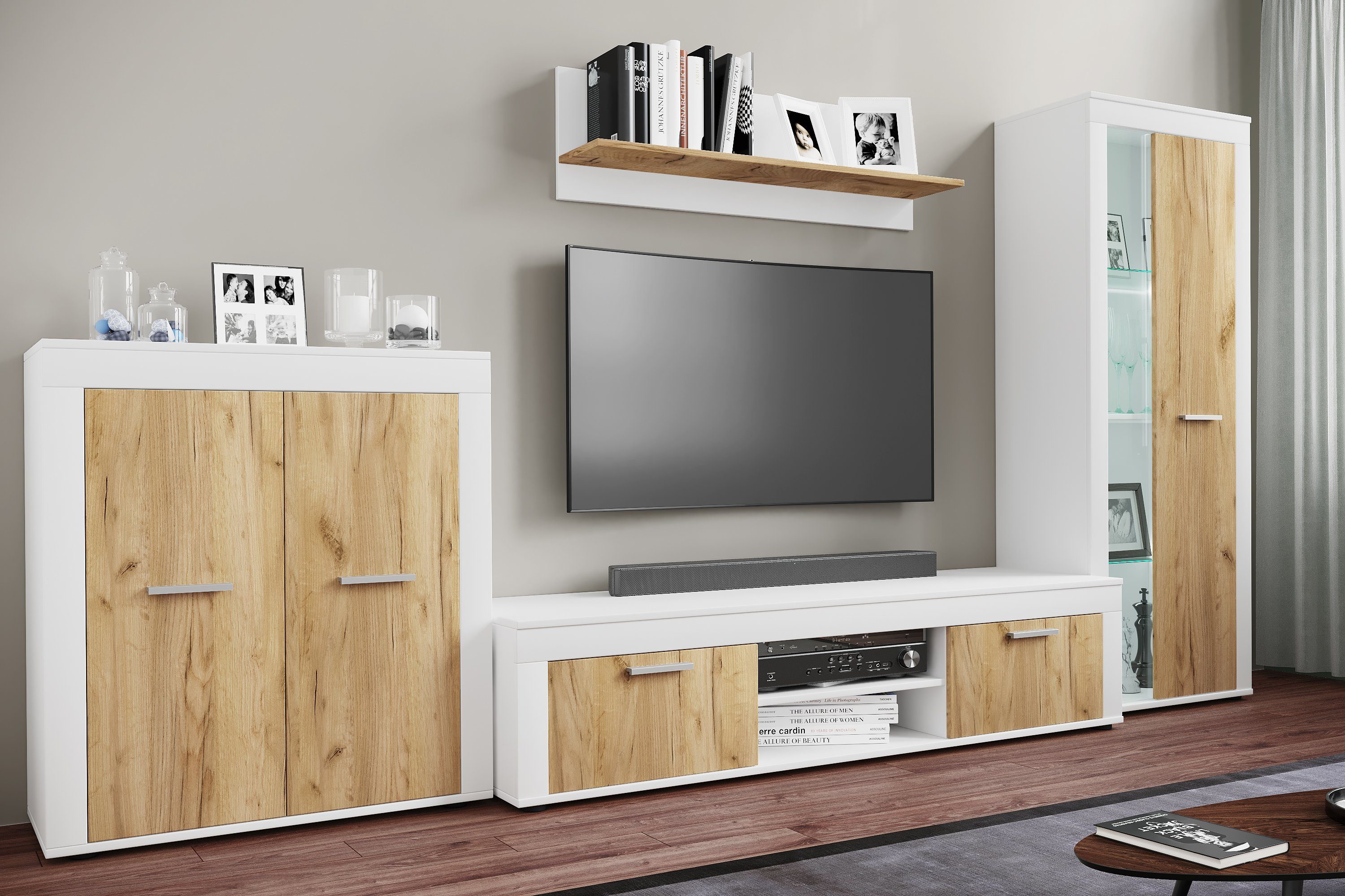 VCM TV-Board TV Möbel Wohnzimmer Usilo H. 37 x B. 160 x T.45cm, Lowboard, Fernsehregal, Fernsehtisch