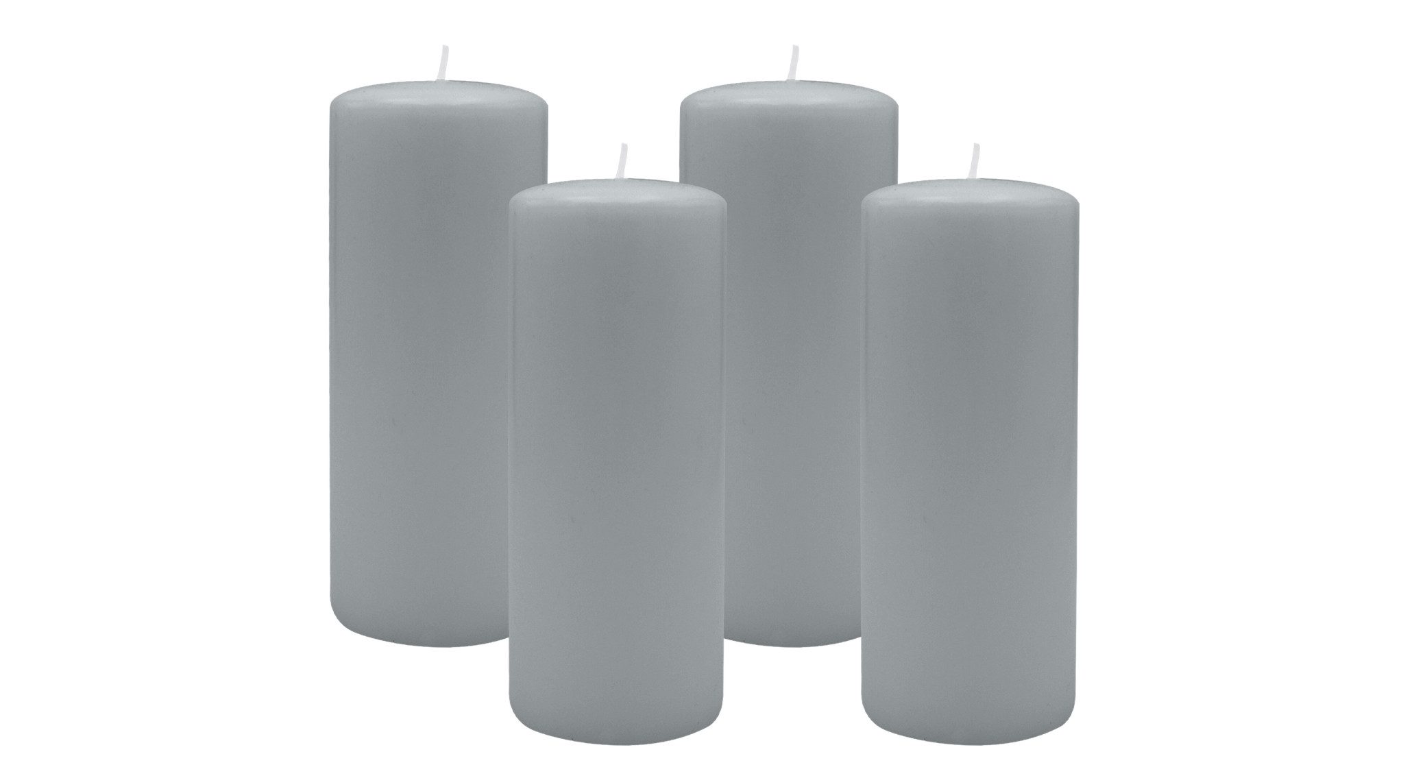 Kopschitz Kerzen Stumpenkerze 4er Set Stumpenkerzen/Adventskranzkerzen Silbergrau Ø 80 x 200 mm