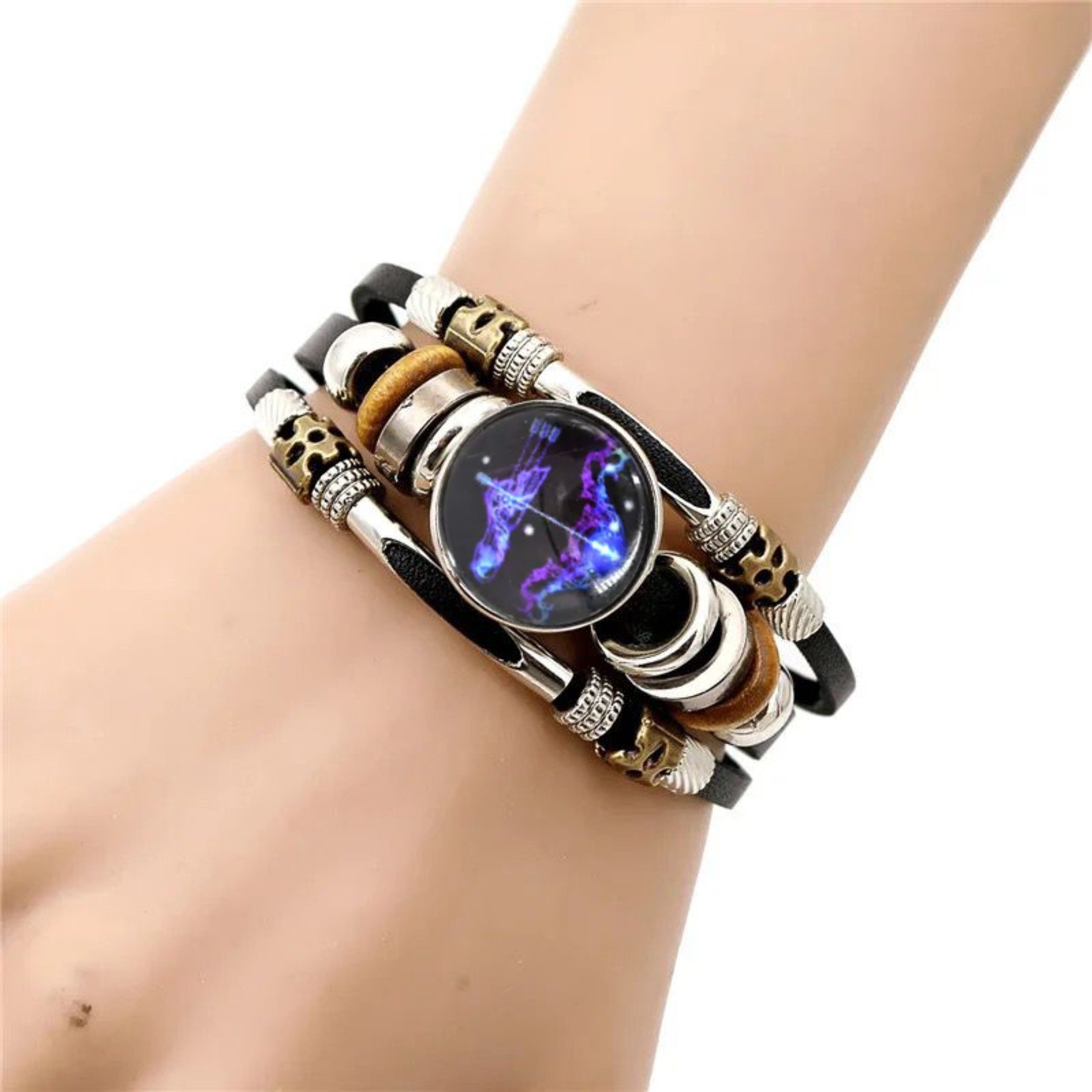 Stelby Armband mit Gravur Armband Sternzeichen Schütze mit 3D Gravur im Glas (Weihnachtsgeschenk, Geburtstagsgeschenk, Valentinstaggeschenk, modern, minimalisti – Bild 4 von 5