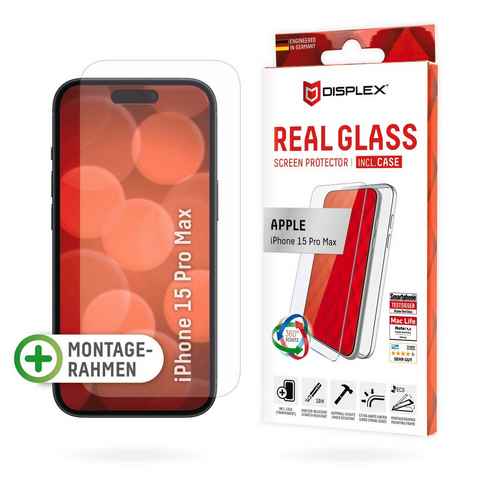 Displex Real Glass + Case für Apple iPhone 15 Pro Max, Displayschutzglas, Displayschutzfolie Displayschutz Rundumschutz 360 Grad splitterfest