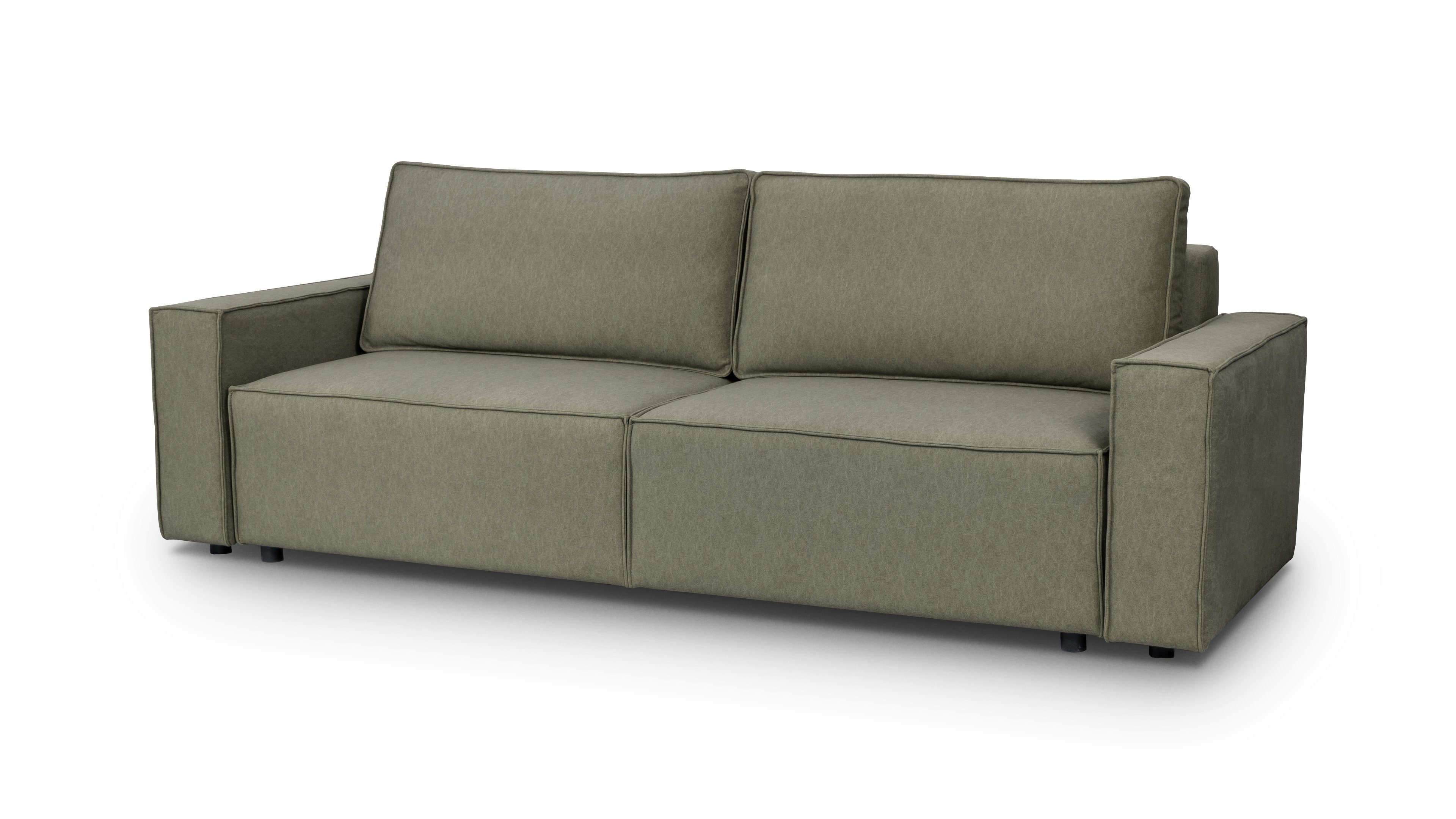 Siblo 3-Sitzer Minimalistisches Dreisitzer-Sofa Armando mit Schlaffunktion - Bettzeugbehälter - bequemes Sofa - modernes Sofa Grün