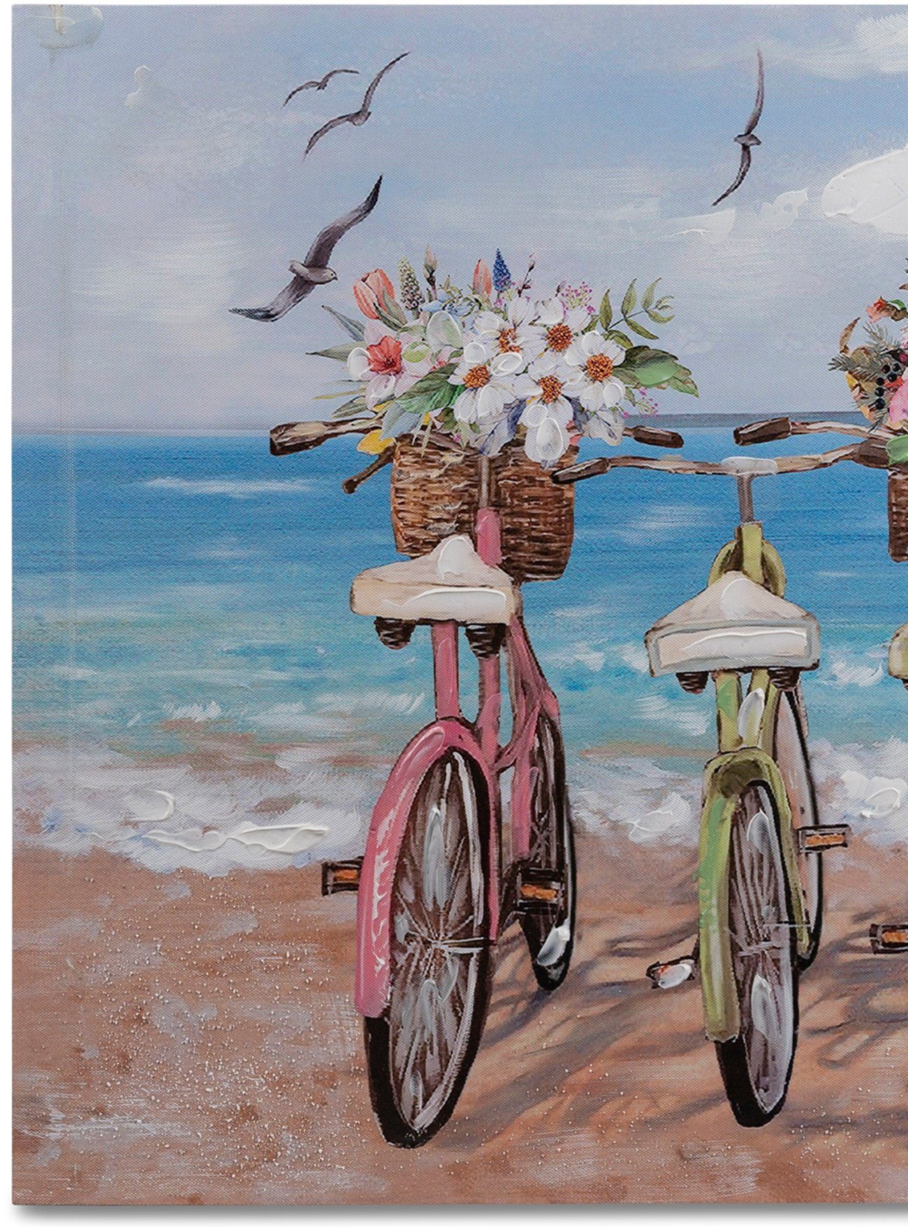 am dekojohnson maritimes Leinwandbild 50x70cm Wanddekoobjekt Strand Fahrräder