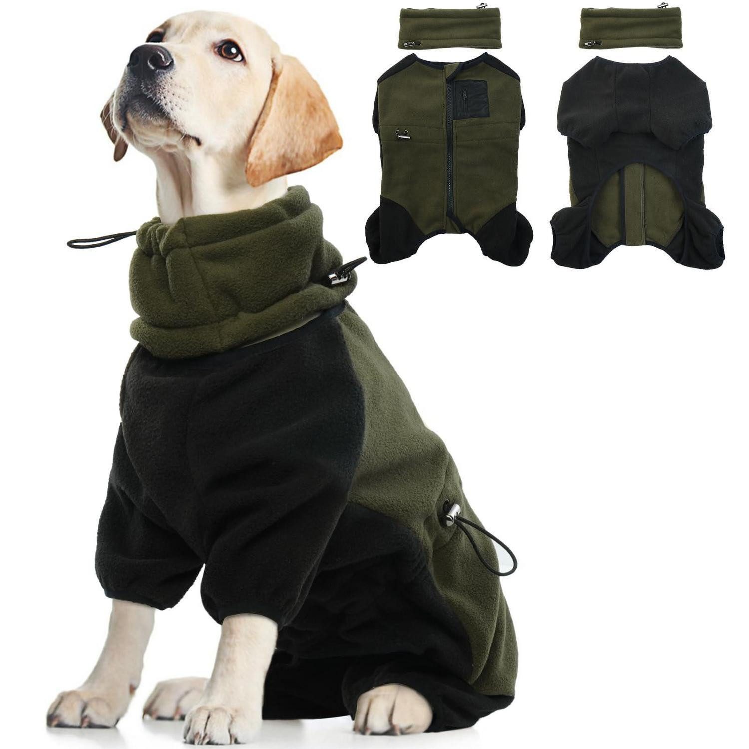 LuxusKollektion Hundejacke Hundepullover XL Armeegrün Fleece Anzug