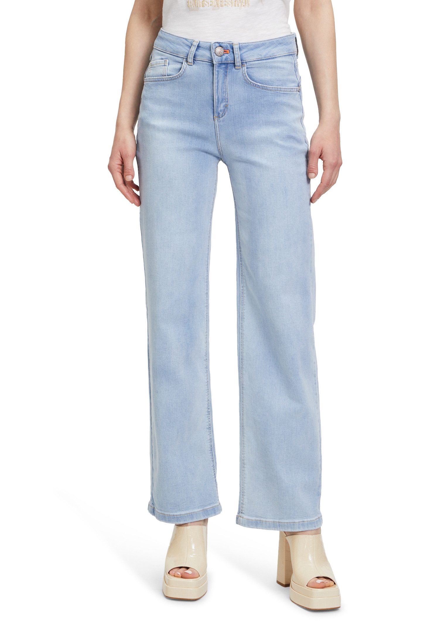 High-waist-Jeans Cartoon High Waisted-Jeans mit Eingrifftaschen