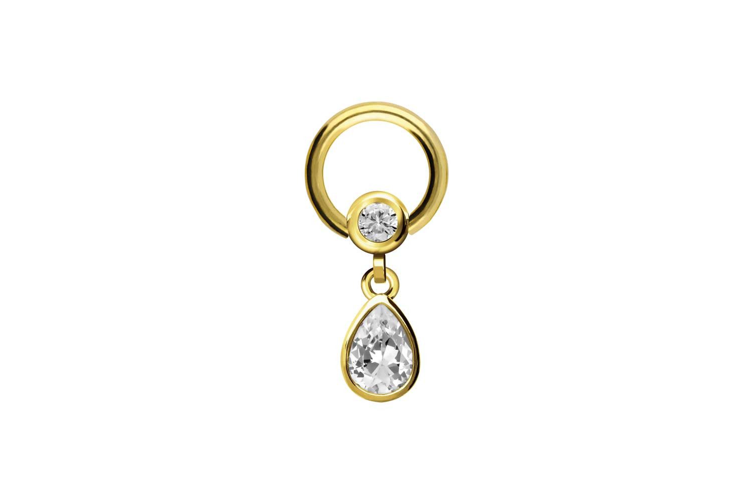 PIERCINGLINE Nasenpiercing Chirurgenstahl Klemmkugelring KRISTALLTROPFEN (Klemm-Ringe, 1-tlg)