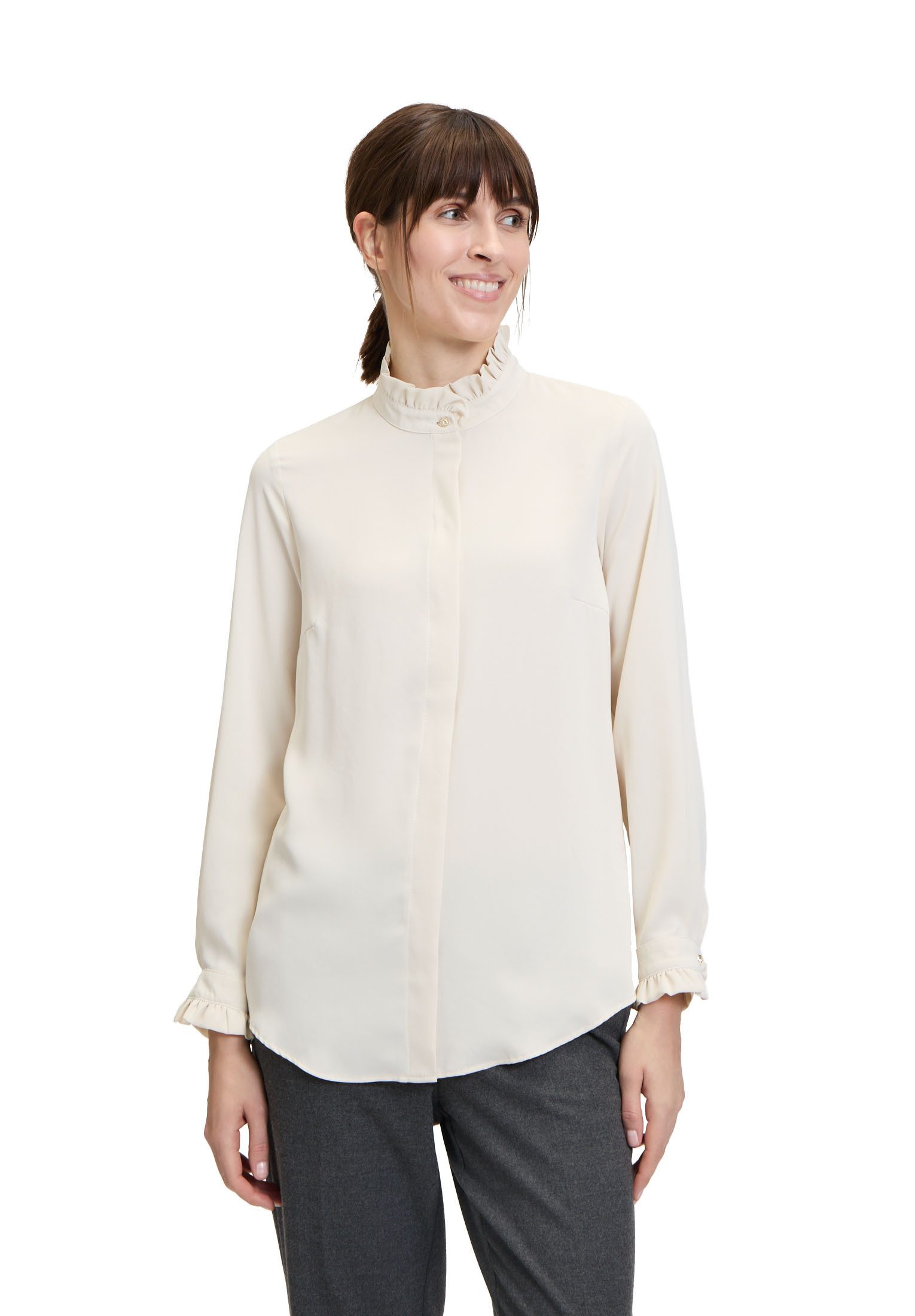 Rüschenbluse Cartoon Damen Rüschenbluse mit Knöpfen