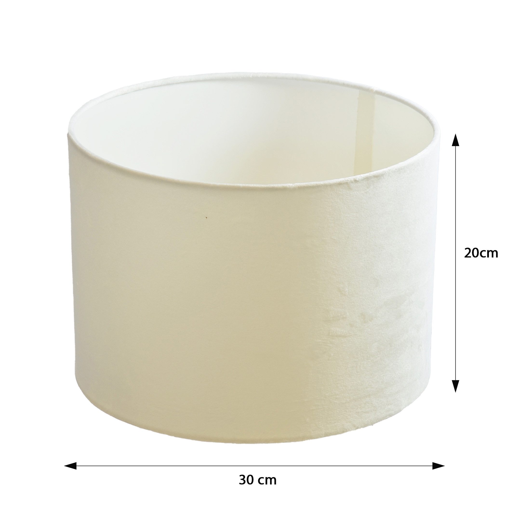 B&S Lampenschirm Ø 30 x 20 cm Velour weiss samtige Oberfläche Zylinderform günstig online kaufen